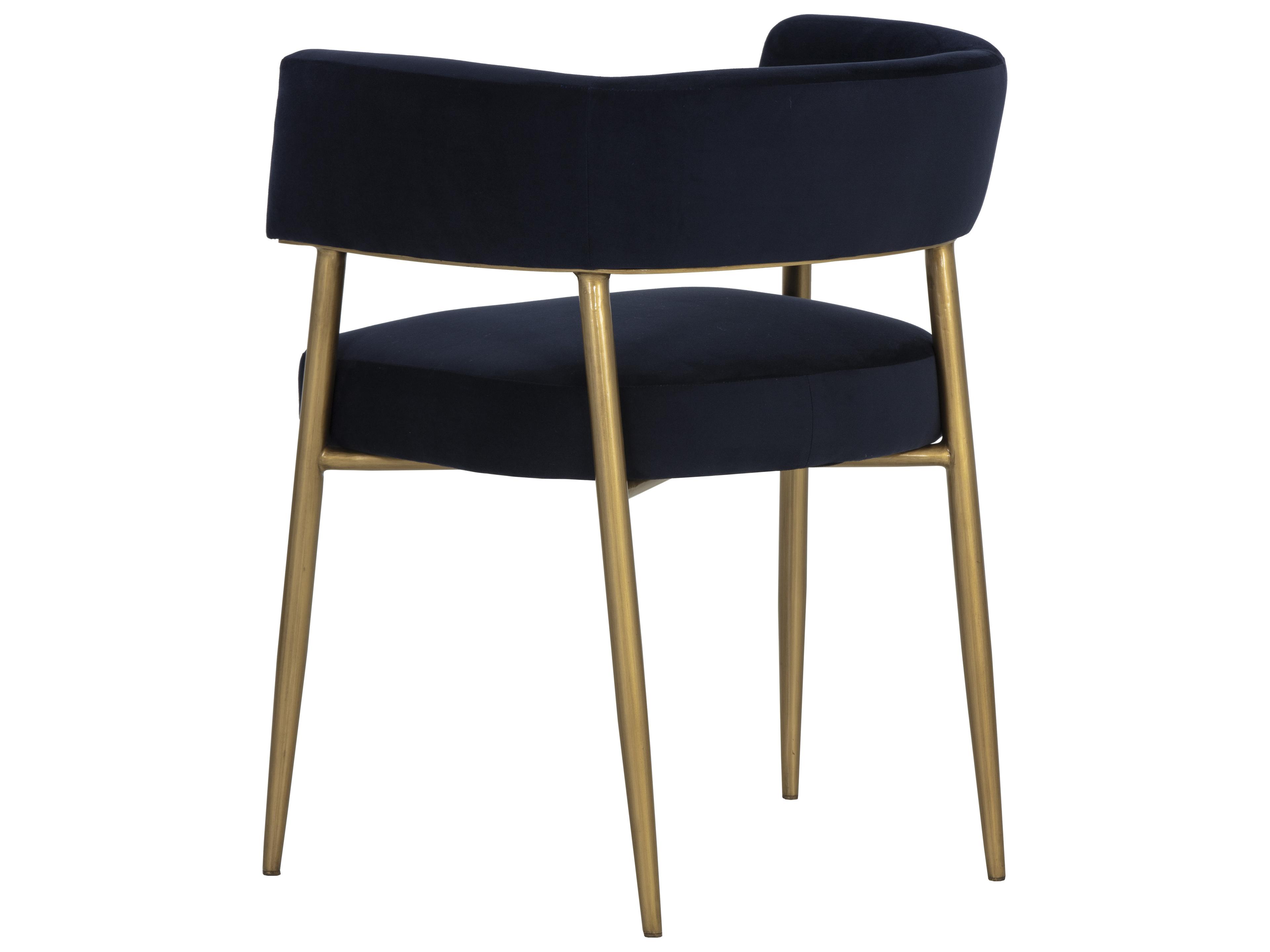 Sunpan Maestro Blue Upholstered Arm Dining Chair