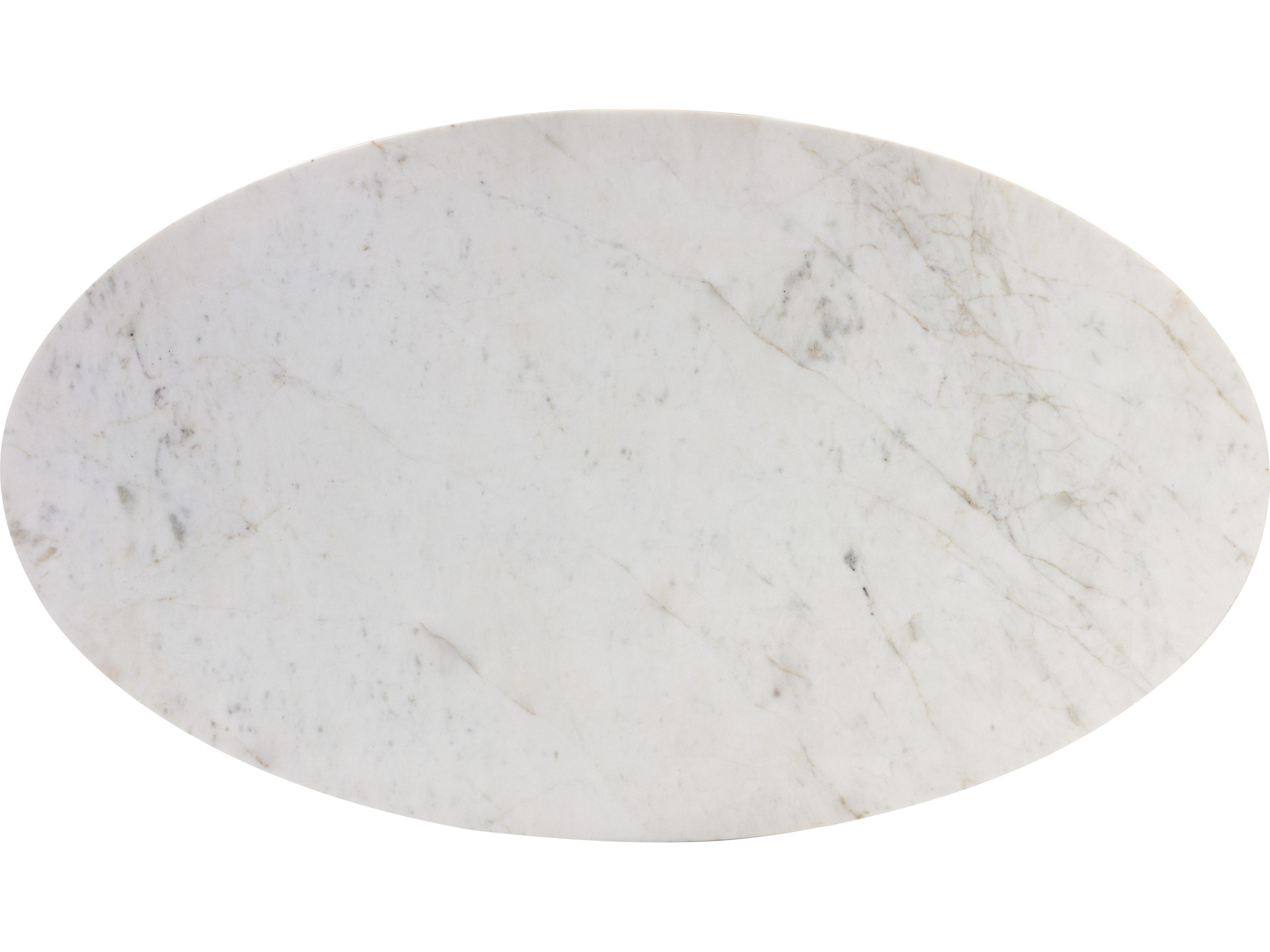 Sunpan Kiara Oval Marble White Gunmetal Coffee Table
