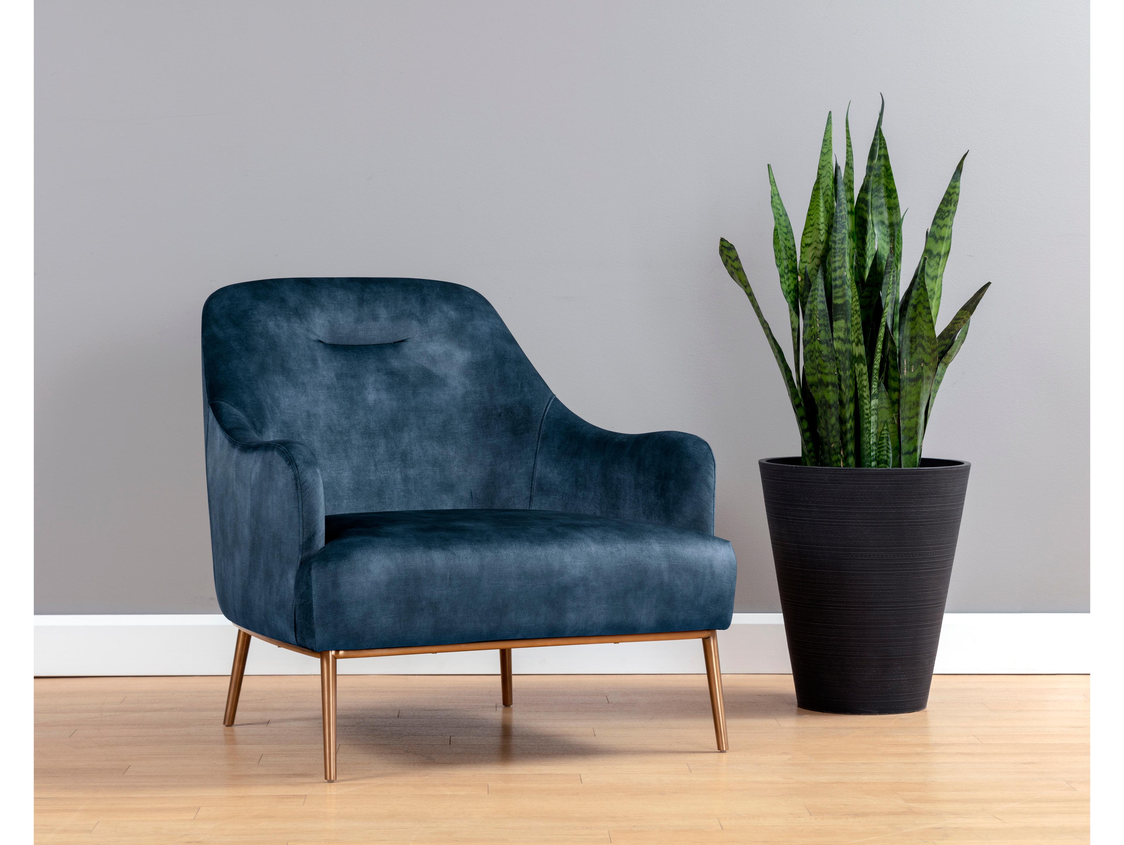 Sunpan Cameron Blue Fabric Accent Chair