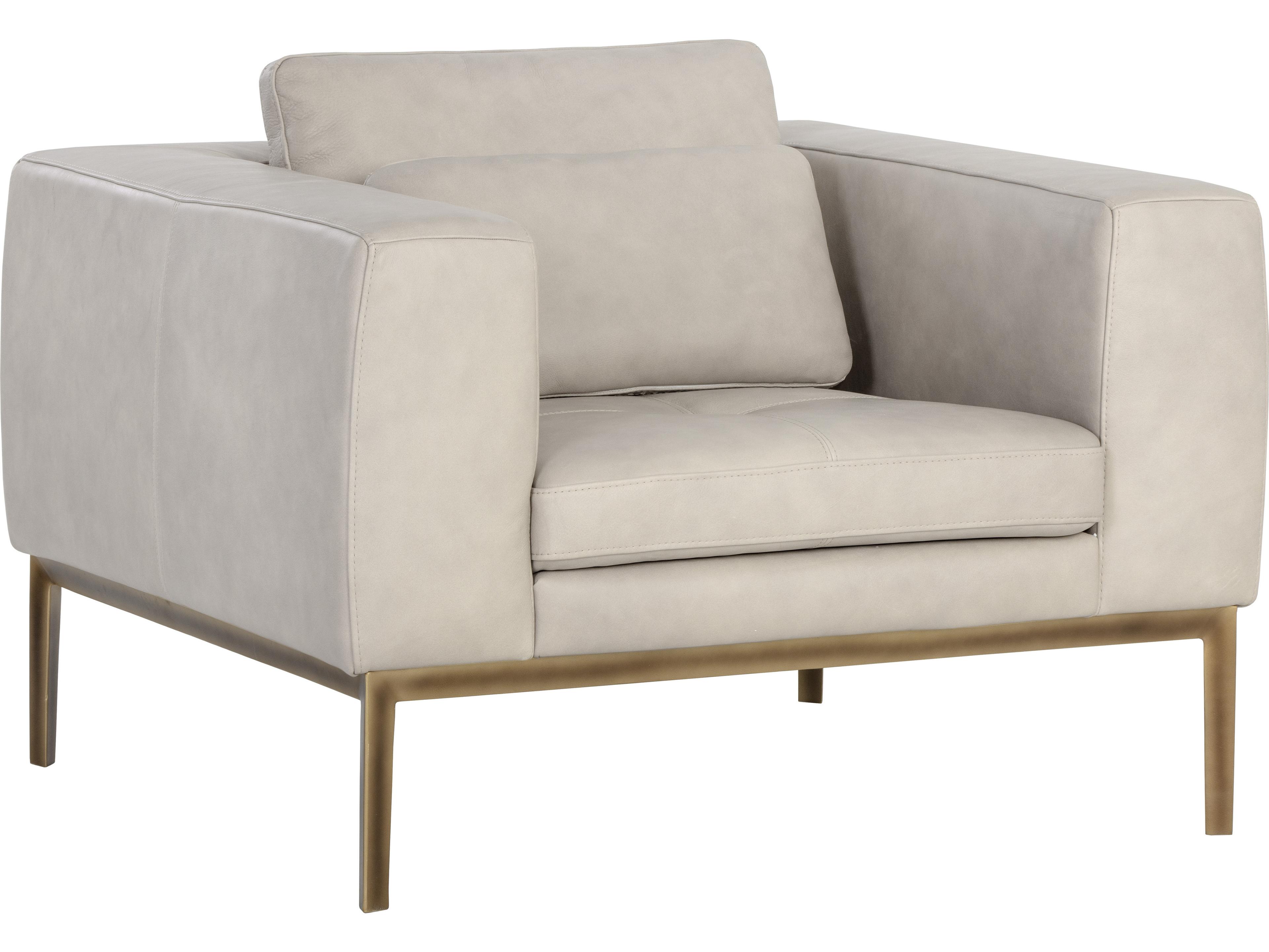 Sunpan Irongate Burr Cream Leather Accent Chair