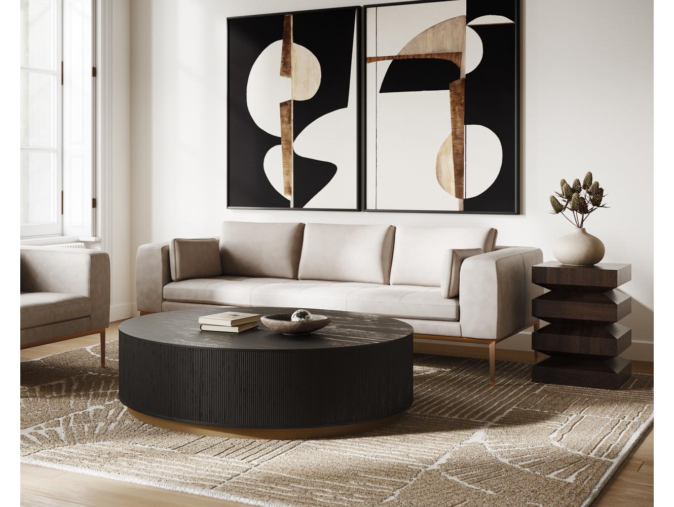 Sunpan Irongate 85.5" Burr Sofa Bali Bone Leather