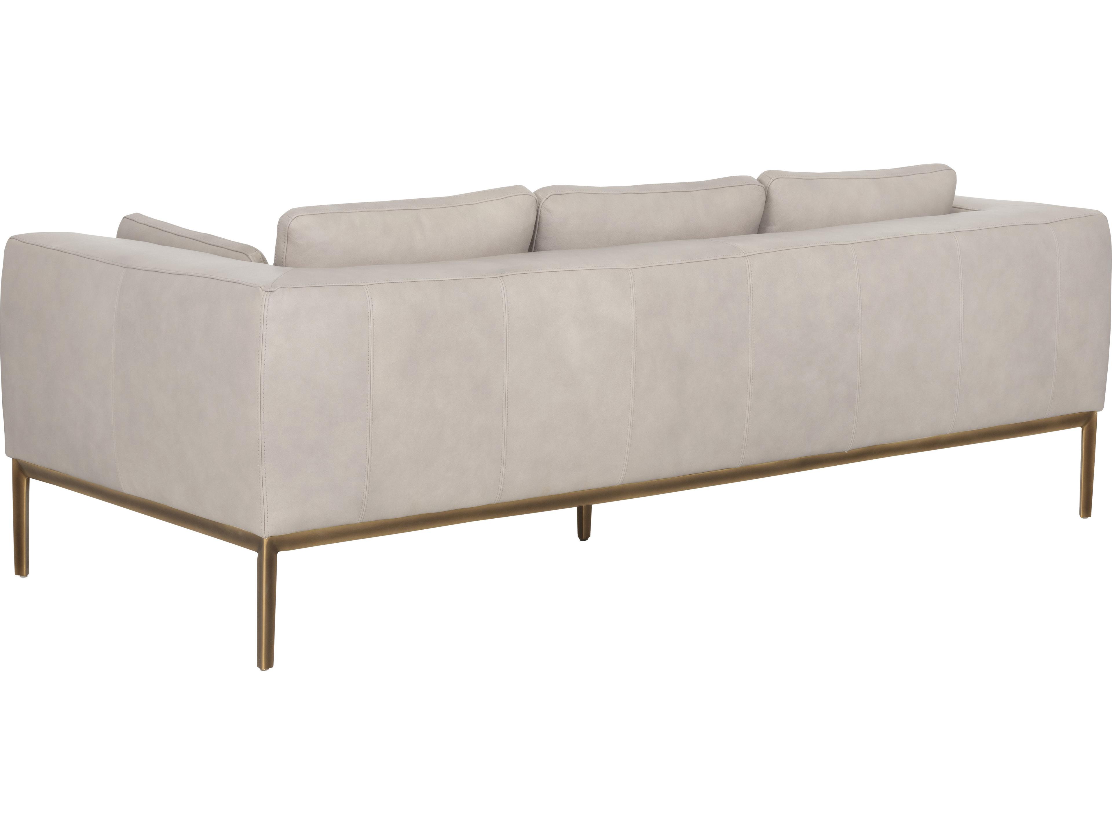 Sunpan Irongate 85.5" Burr Sofa Bali Bone Leather