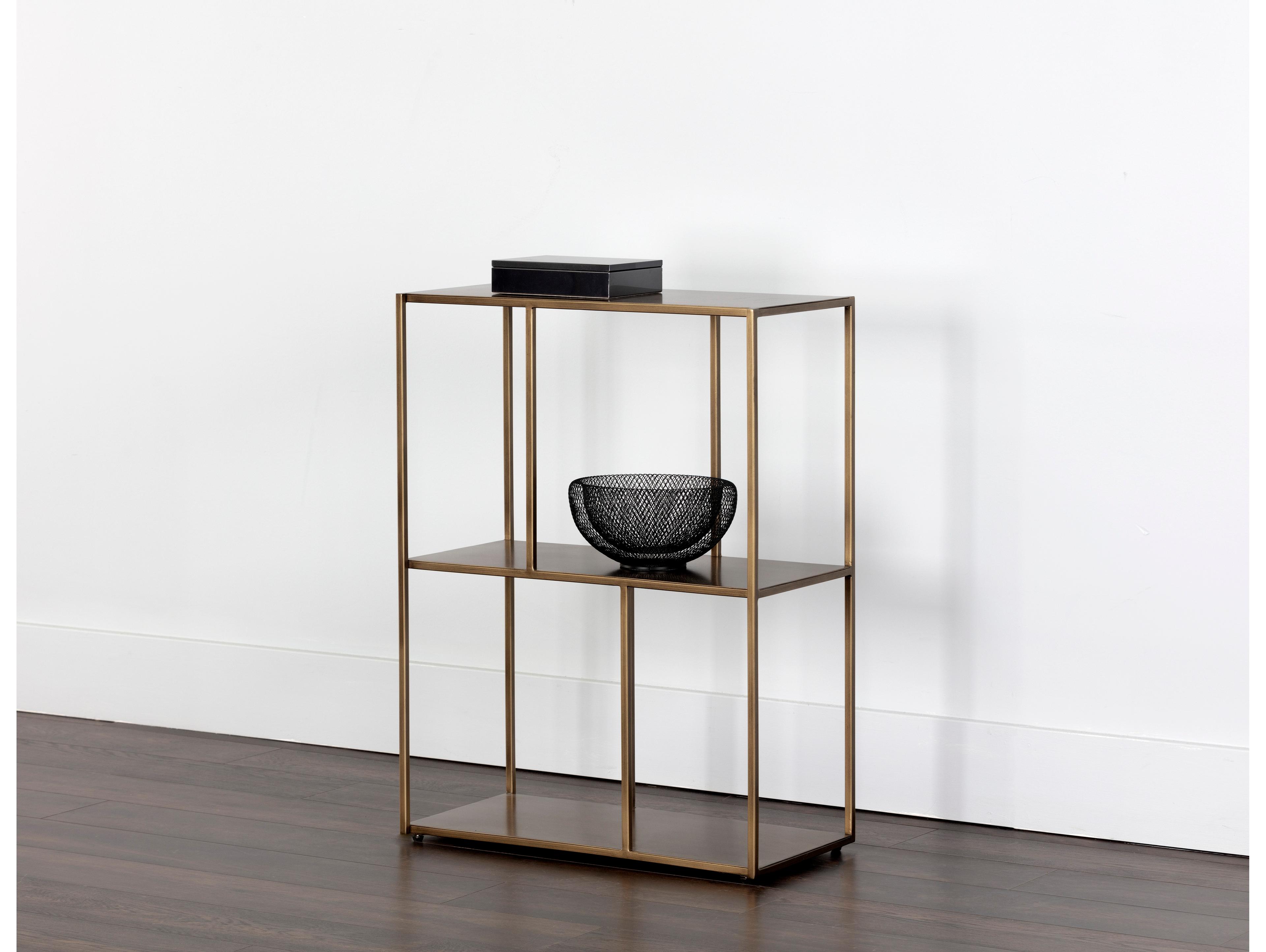 Sunpan Mixt Antique Brass Bookcase