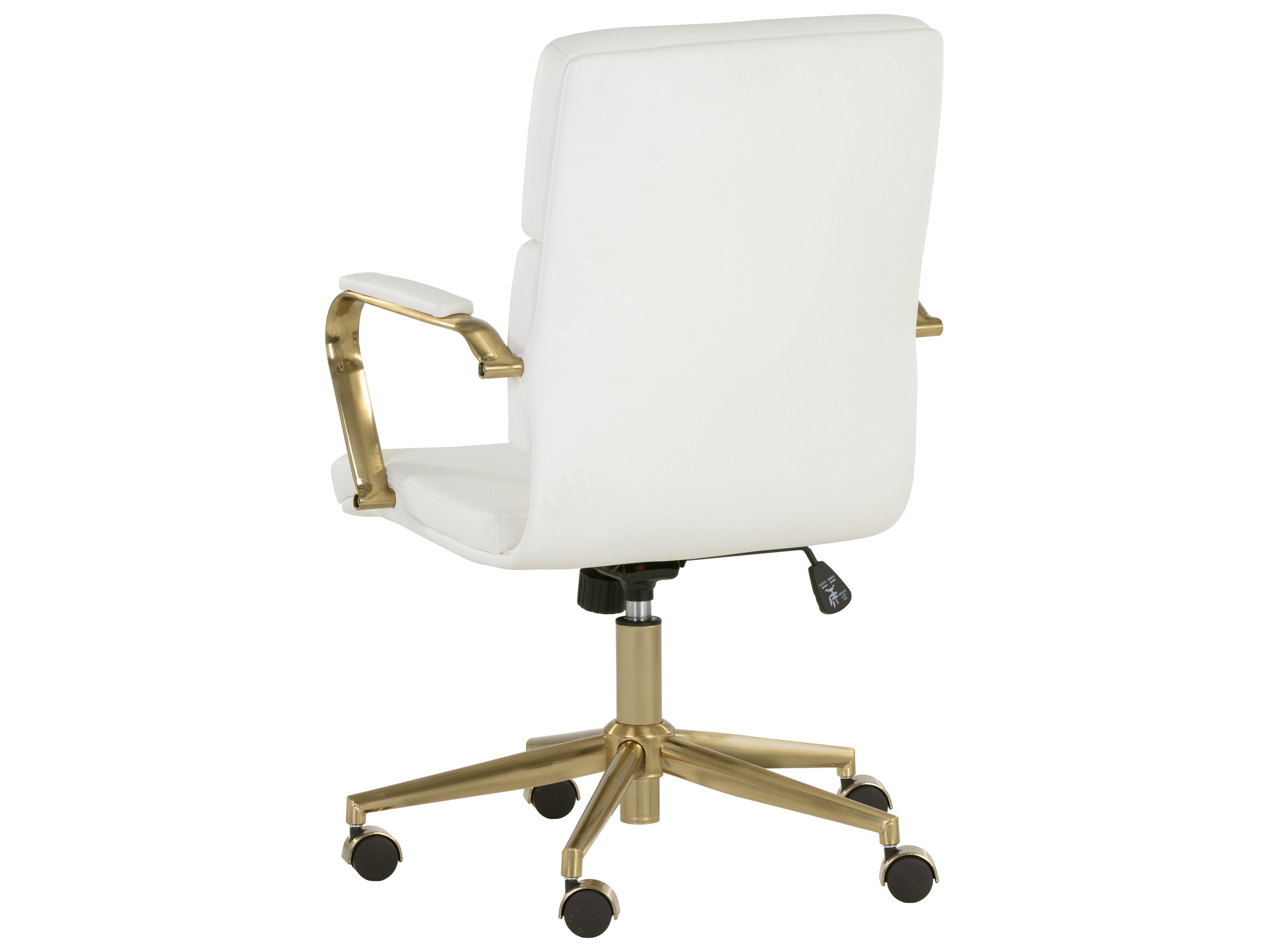 Sunpan Kleo White Faux Leather Swivel Computer Office Chair