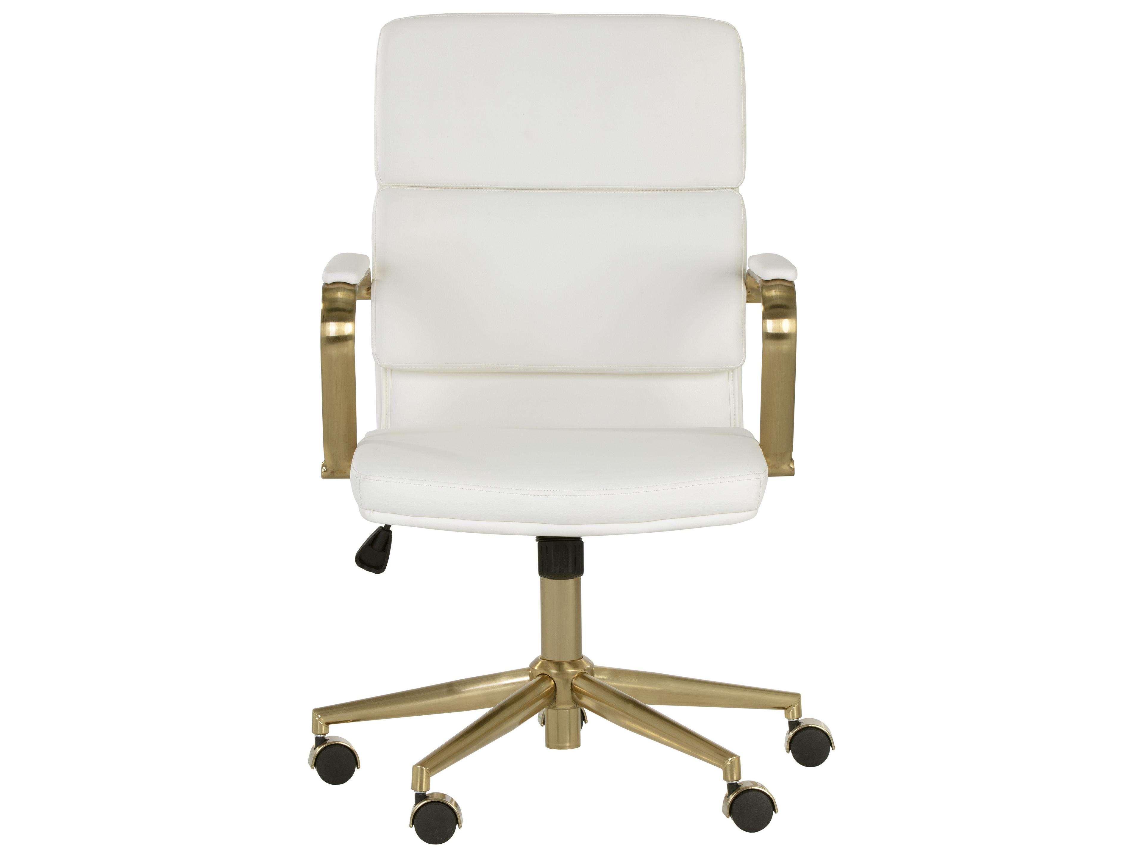 Sunpan Kleo White Faux Leather Swivel Computer Office Chair