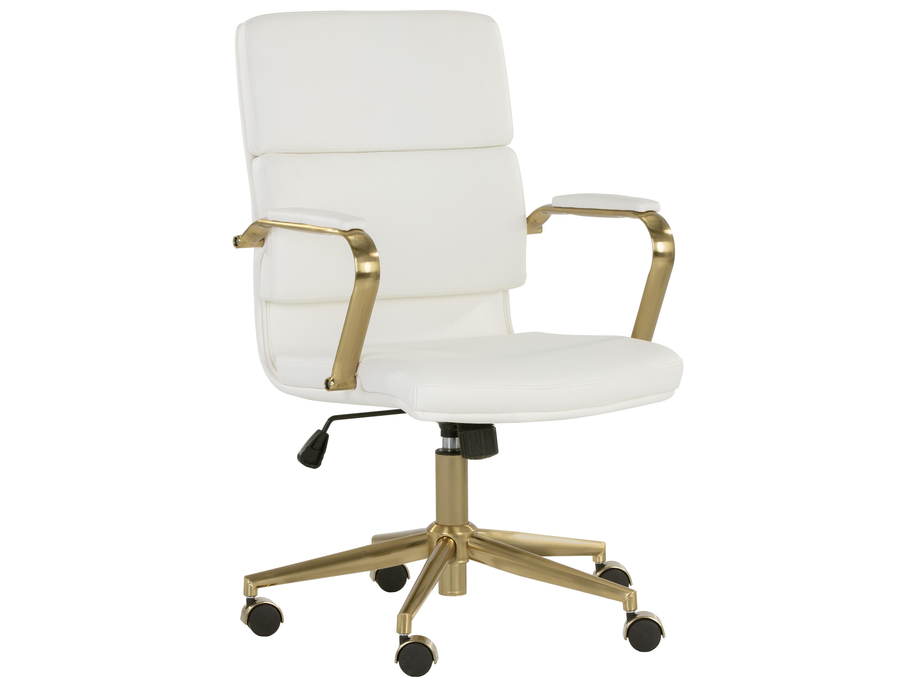 Sunpan Kleo White Faux Leather Swivel Computer Office Chair