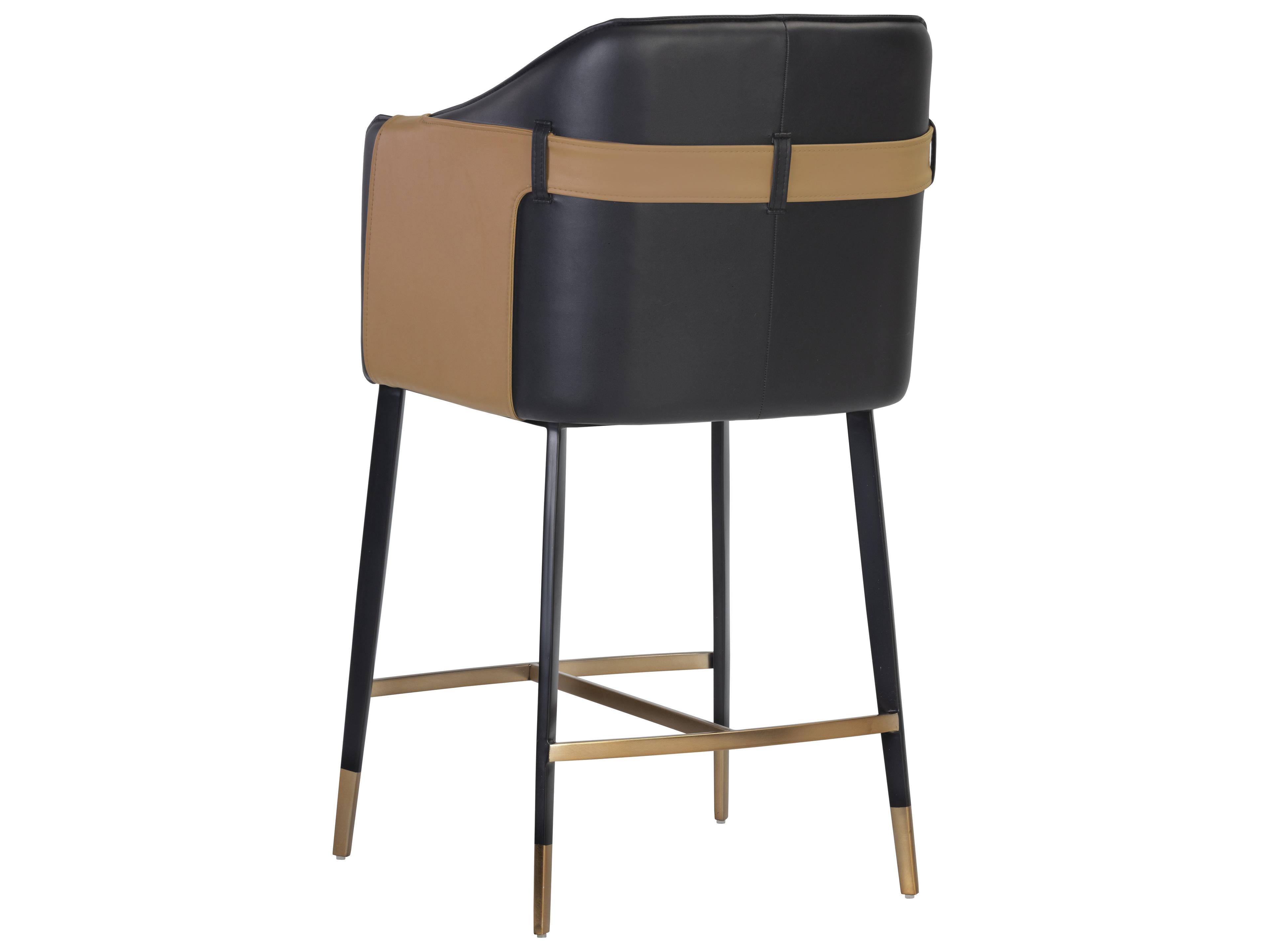 Sunpan Ikon Carter Napa Black Cognac Counter Stool