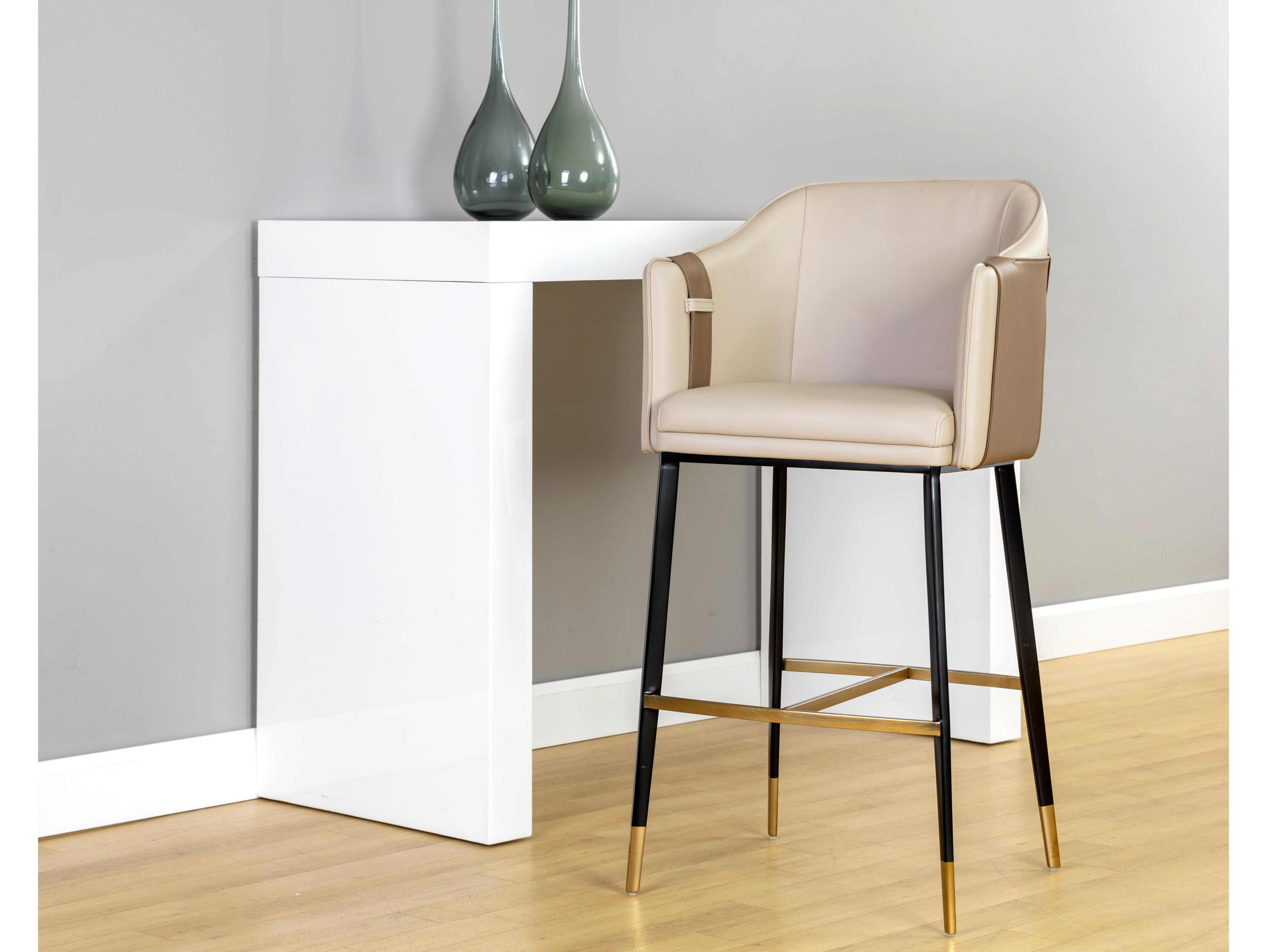 Sunpan Ikon Carter Napa Beige Tan Black Bar Stool