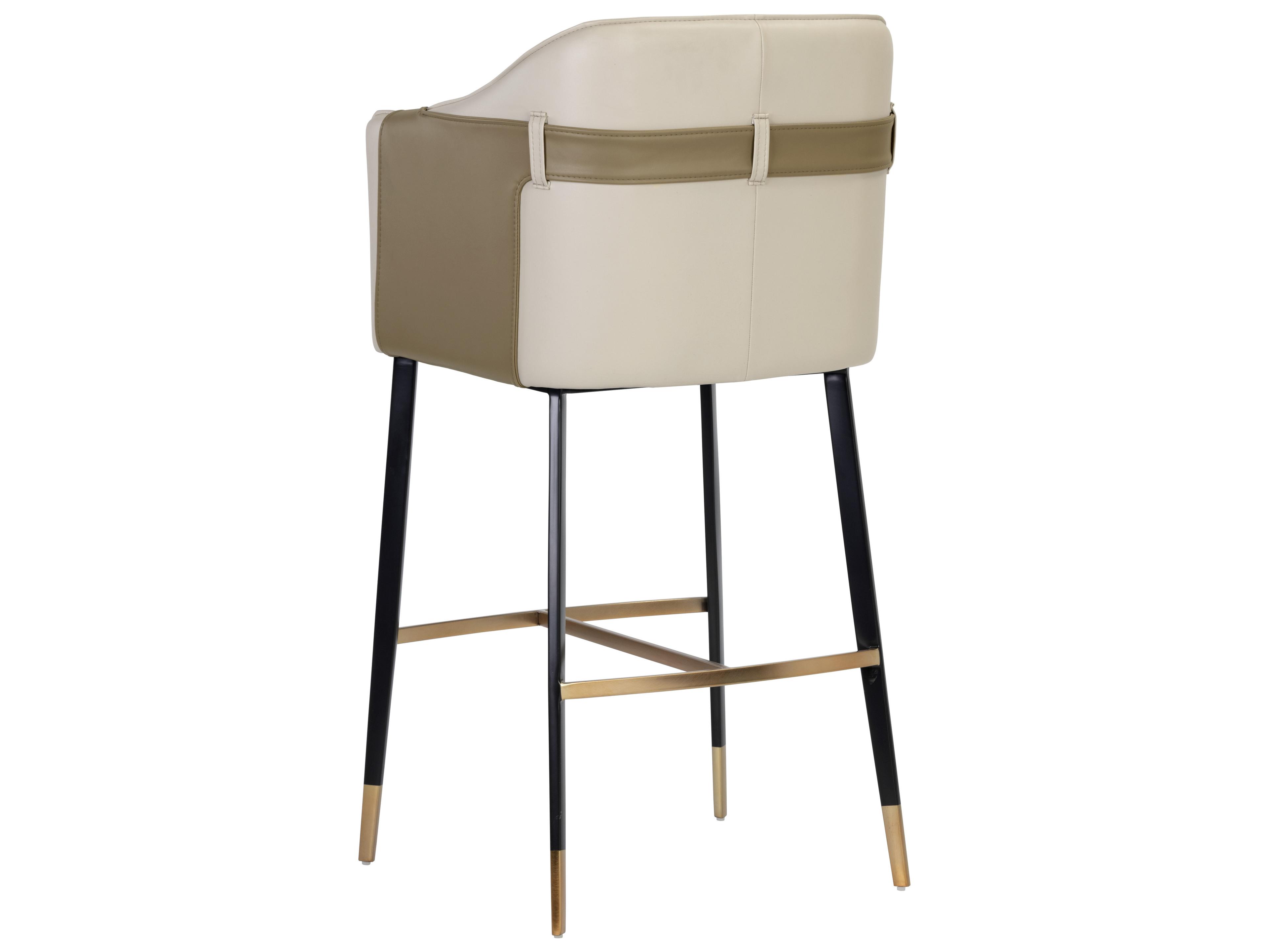 Sunpan Ikon Carter Napa Beige Tan Black Bar Stool