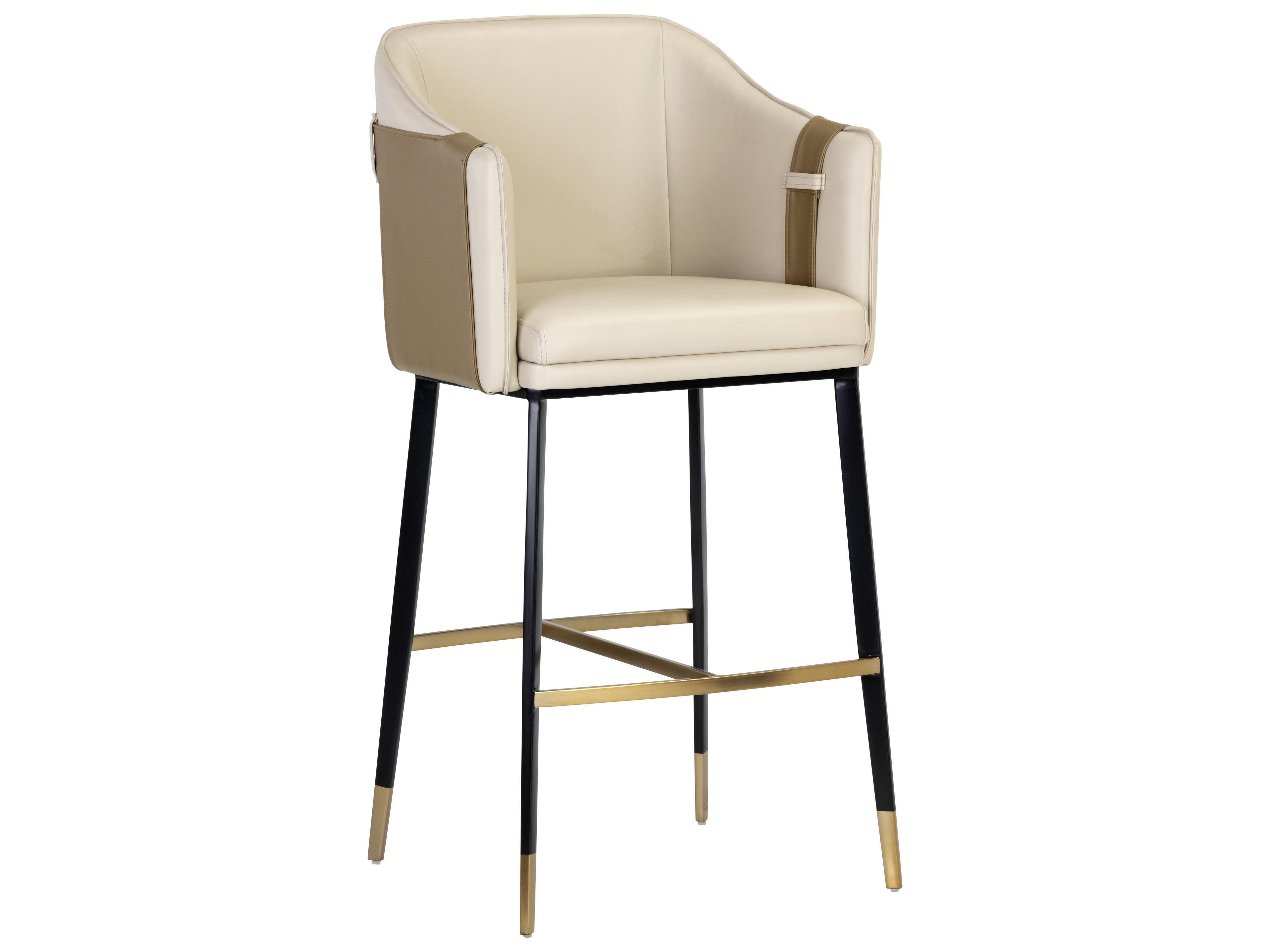 Sunpan Ikon Carter Napa Beige Tan Black Bar Stool