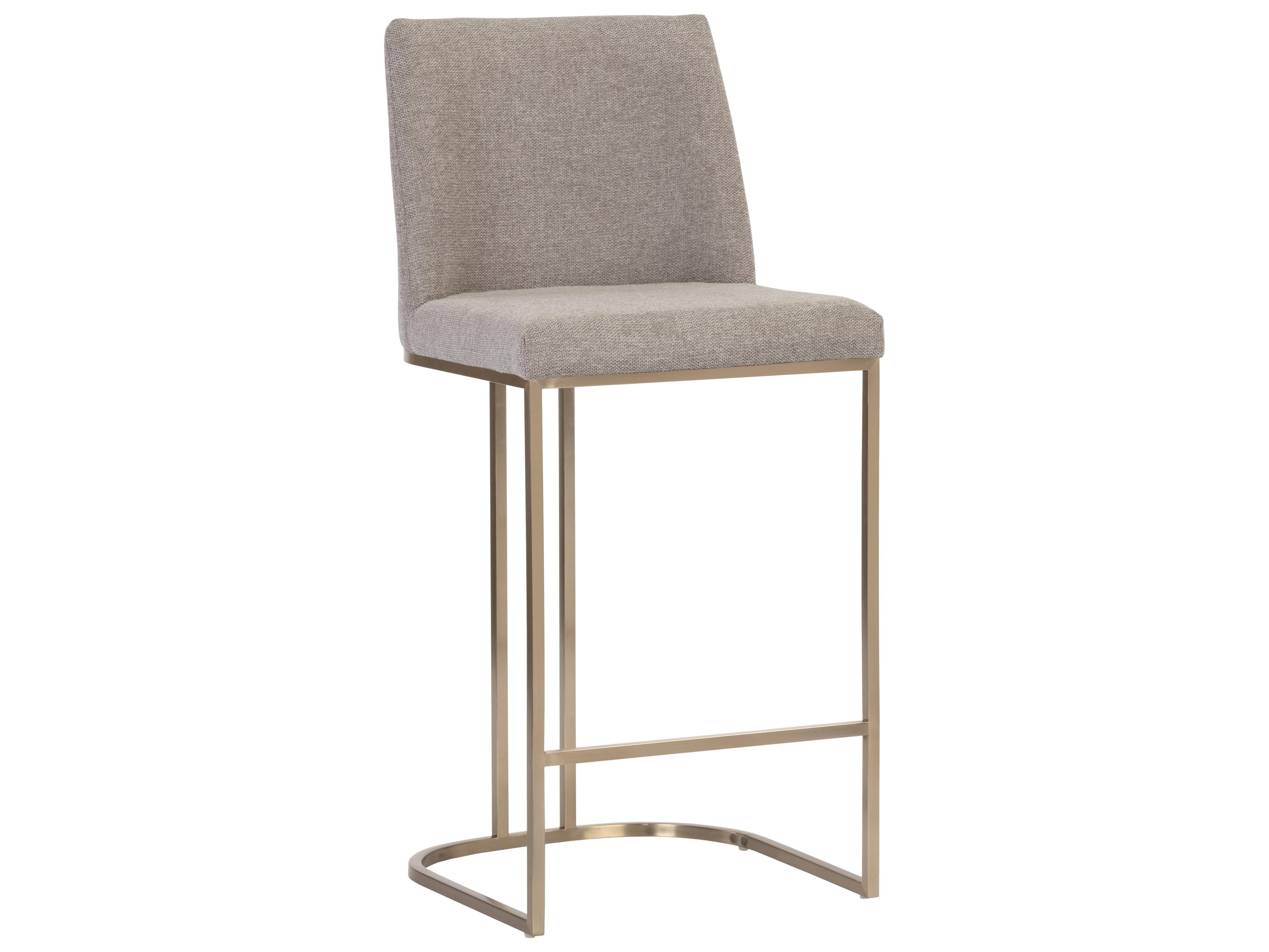 Sunpan Rayla Belfast Oyster Shell Upholstered Bar Stool