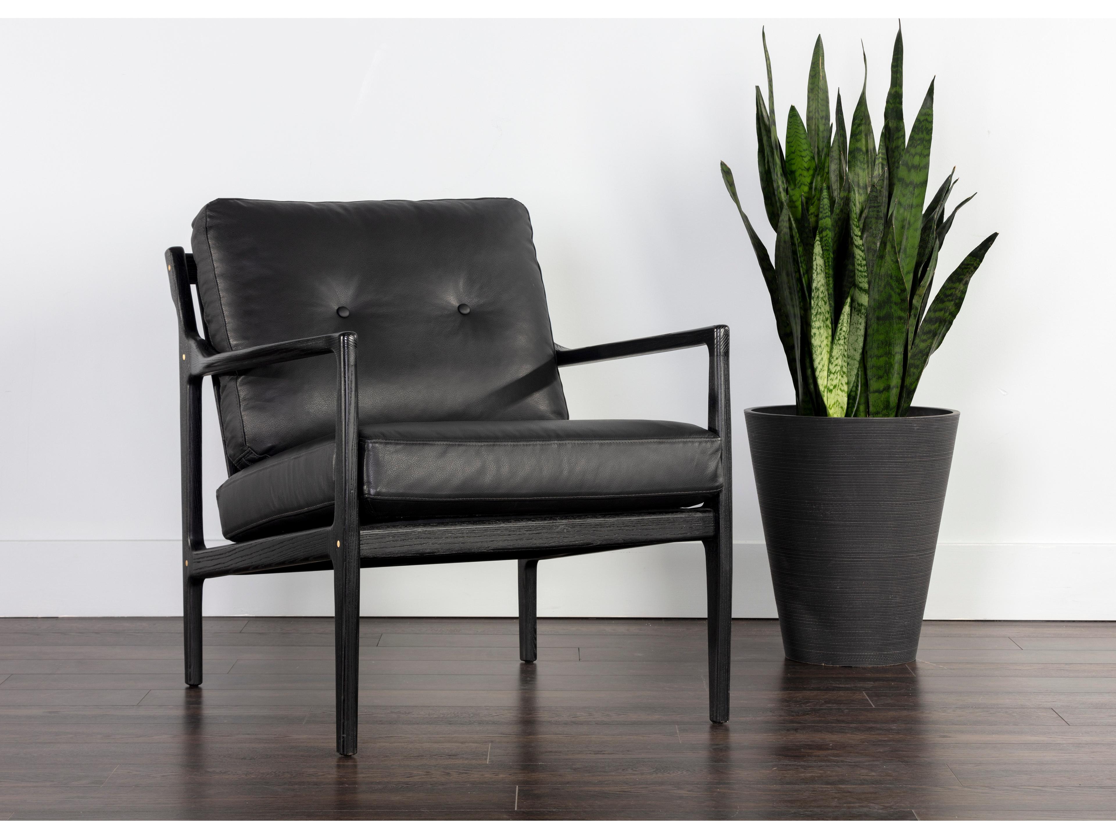 Sunpan Gilmore Black Leather Accent Chair