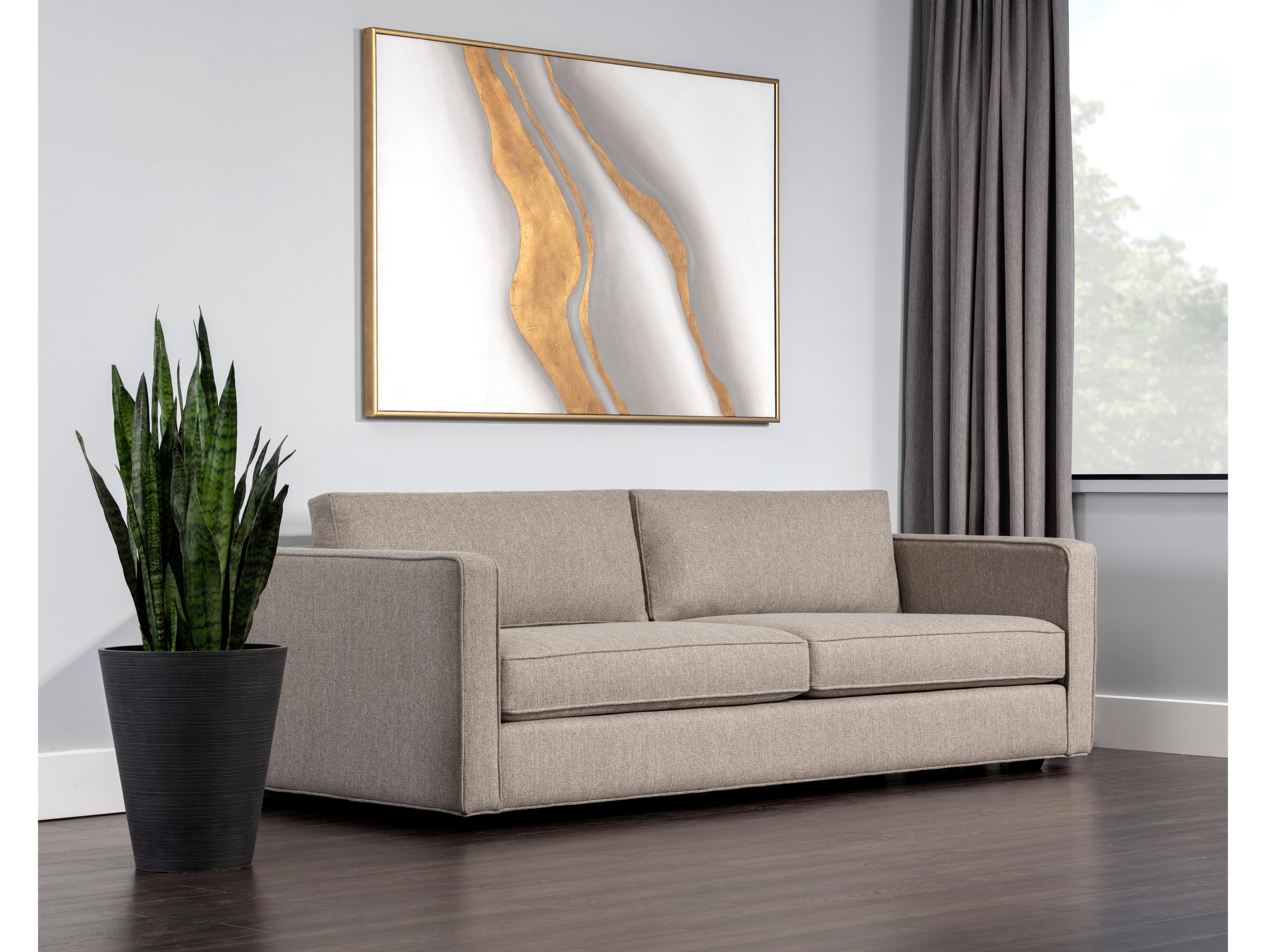 Sunpan Domestic Adrian Liv Wicker Espresso Beige Upholstered Sofa