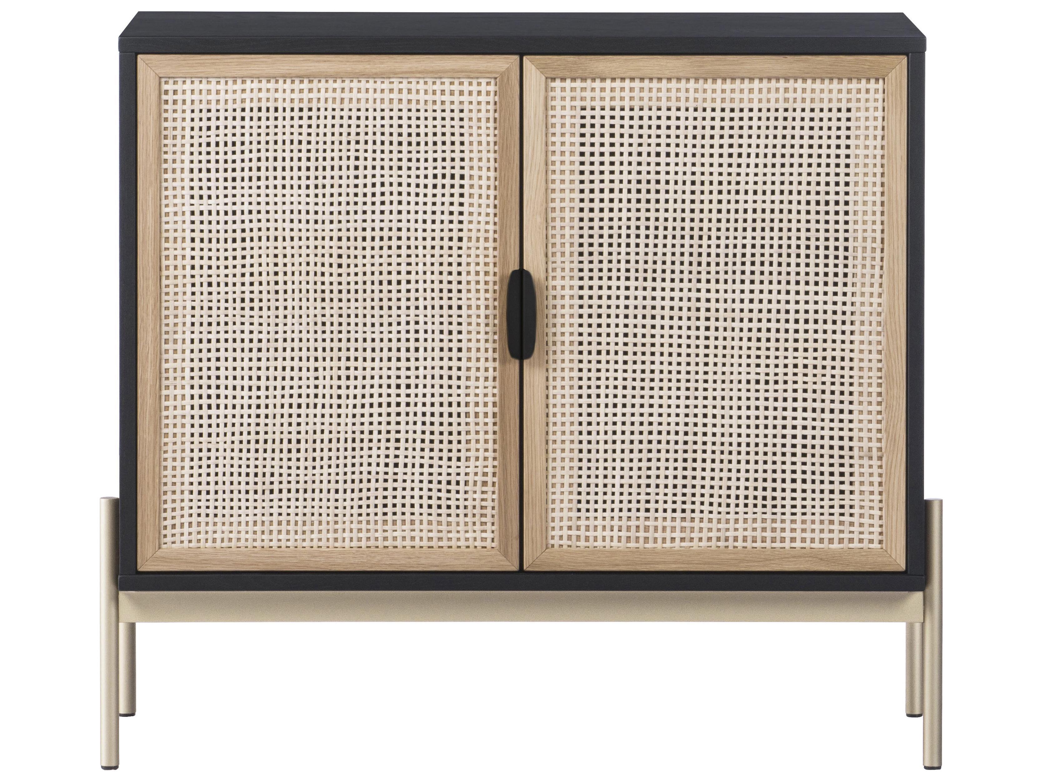 Sunpan Artezia Avida 37" Oak Wood Black Gold Sideboard