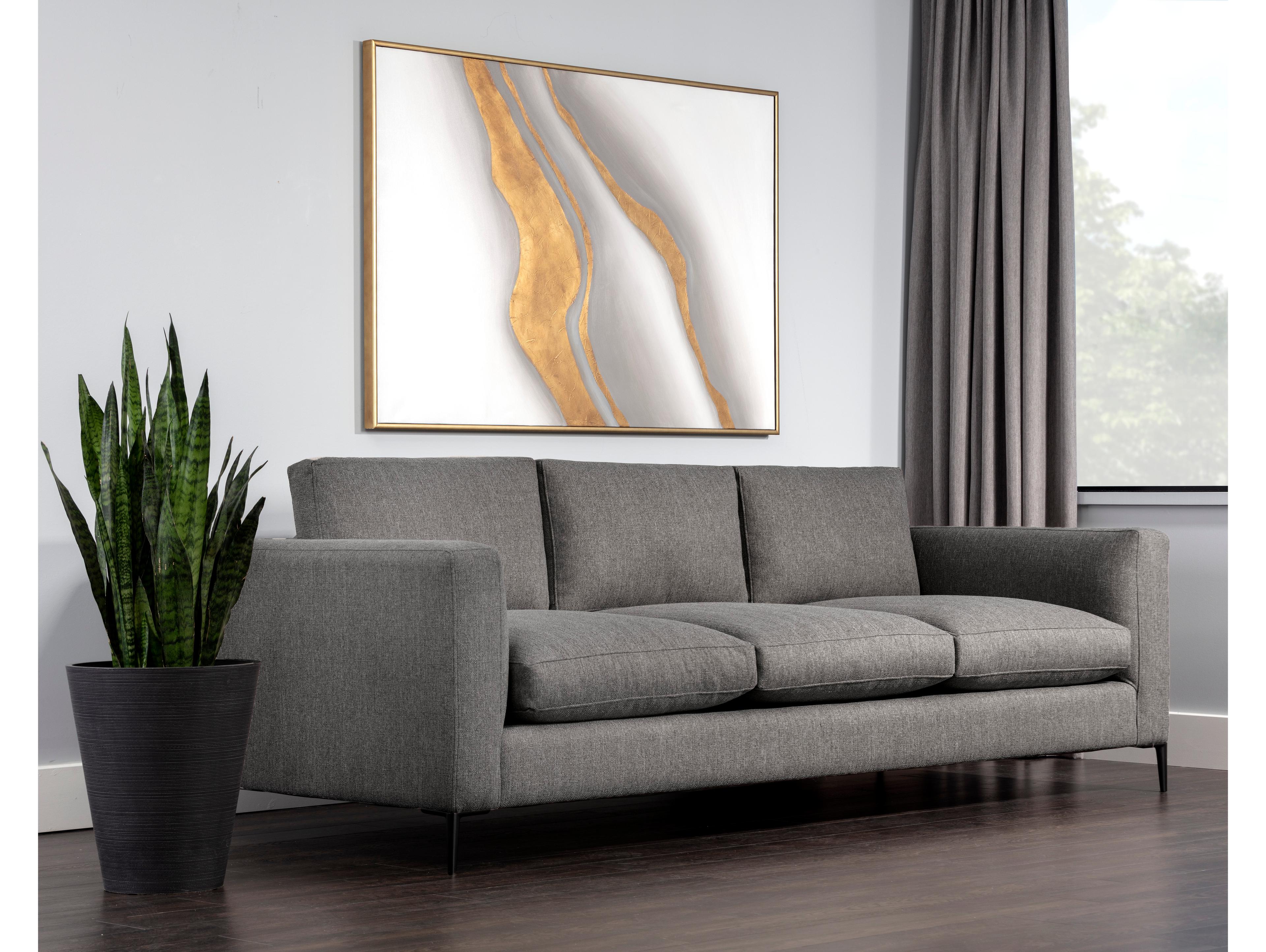 Sunpan Domestic Byward Liv Smoke Black Gray Upholstered Sofa