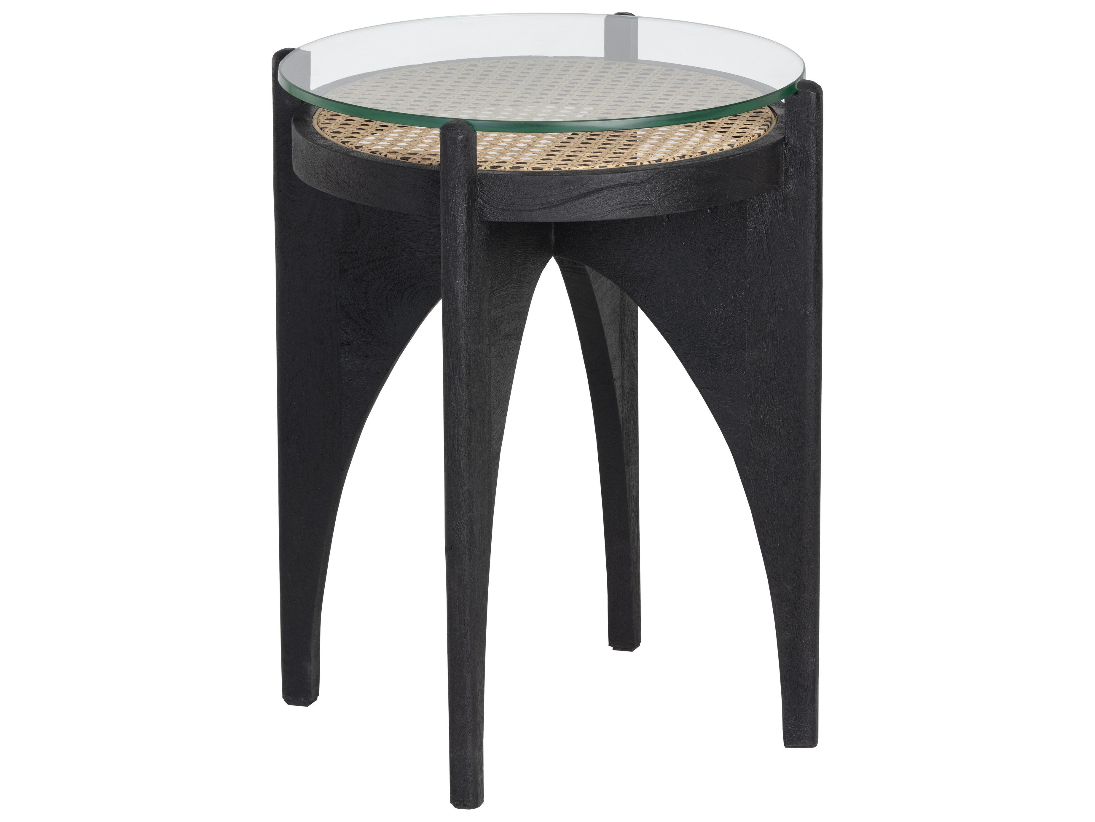Sunpan Adora Round Glass Clear Black End Table