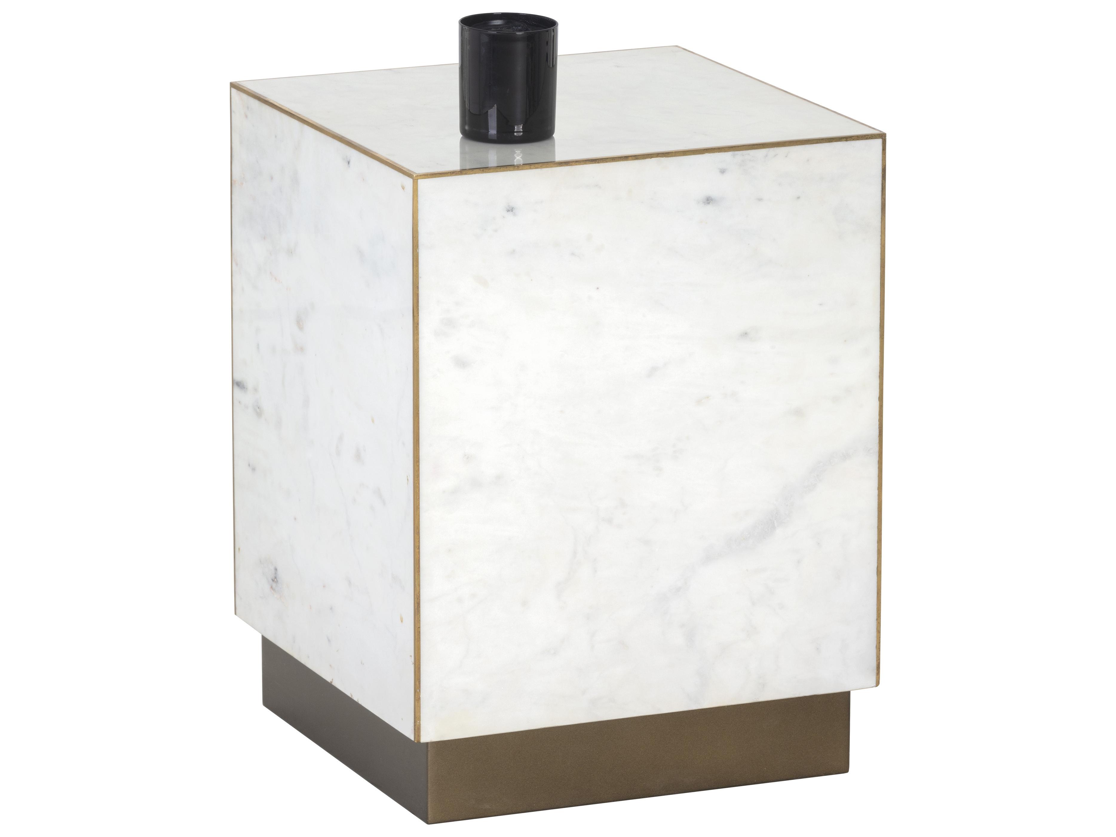 Sunpan Daines Square Marble White Antique Brass End Table
