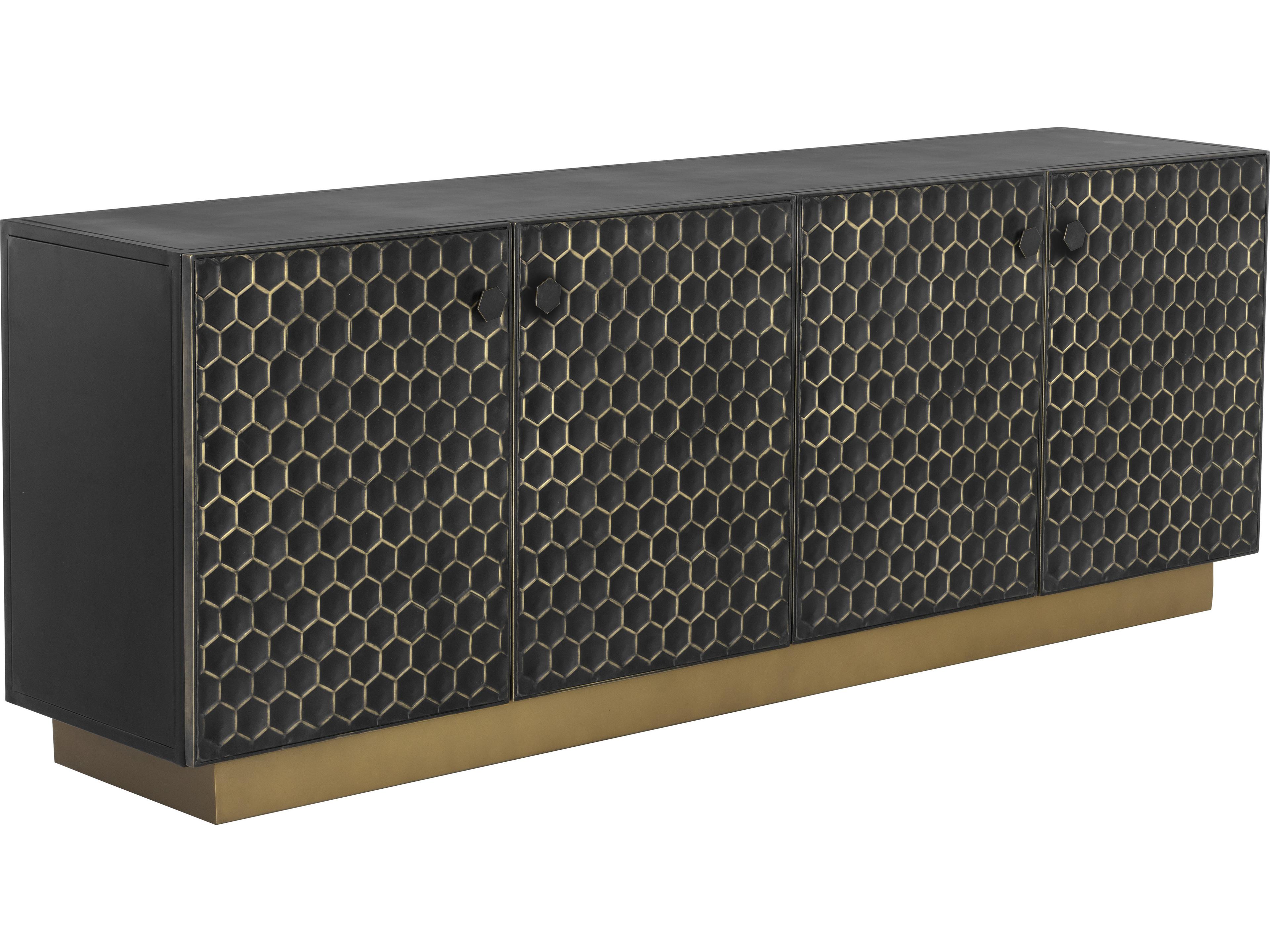 Sunpan Hive 82" Black Brass Sideboard