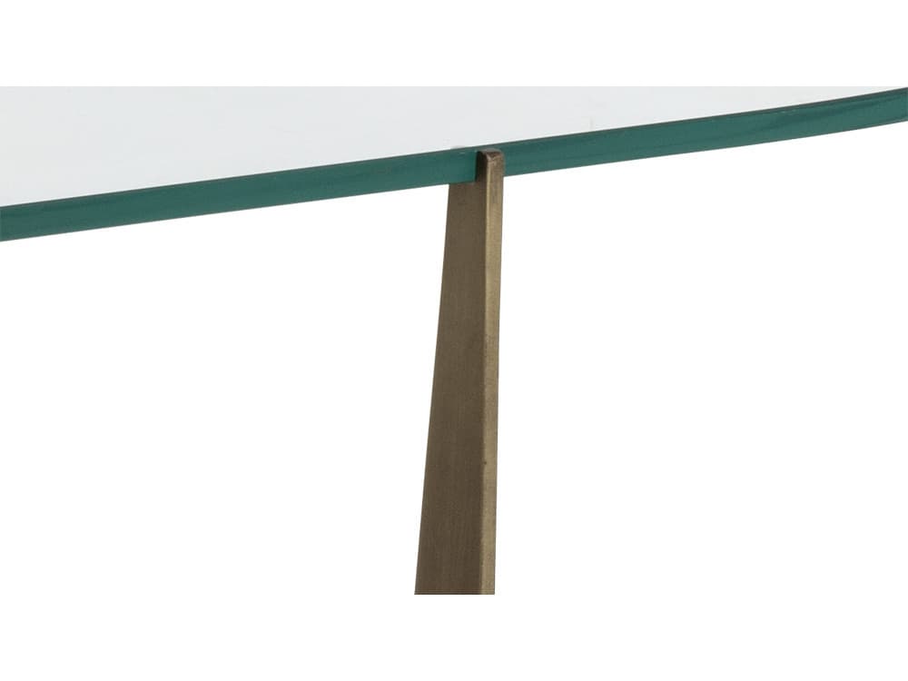 Sunpan Juliane Oval Glass Clear Antique Brass Coffee Table