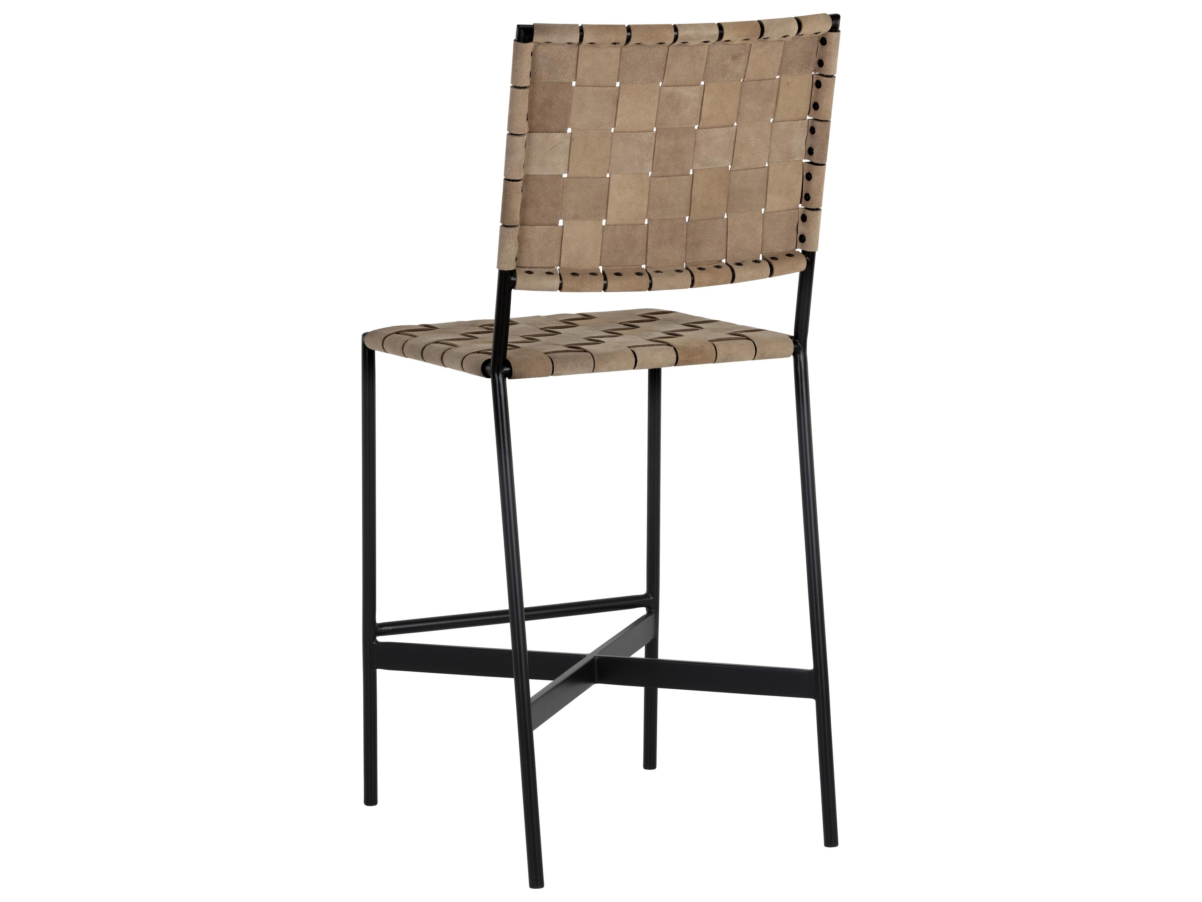 Sunpan Omari Suede Light Tan Leather Counter Stool
