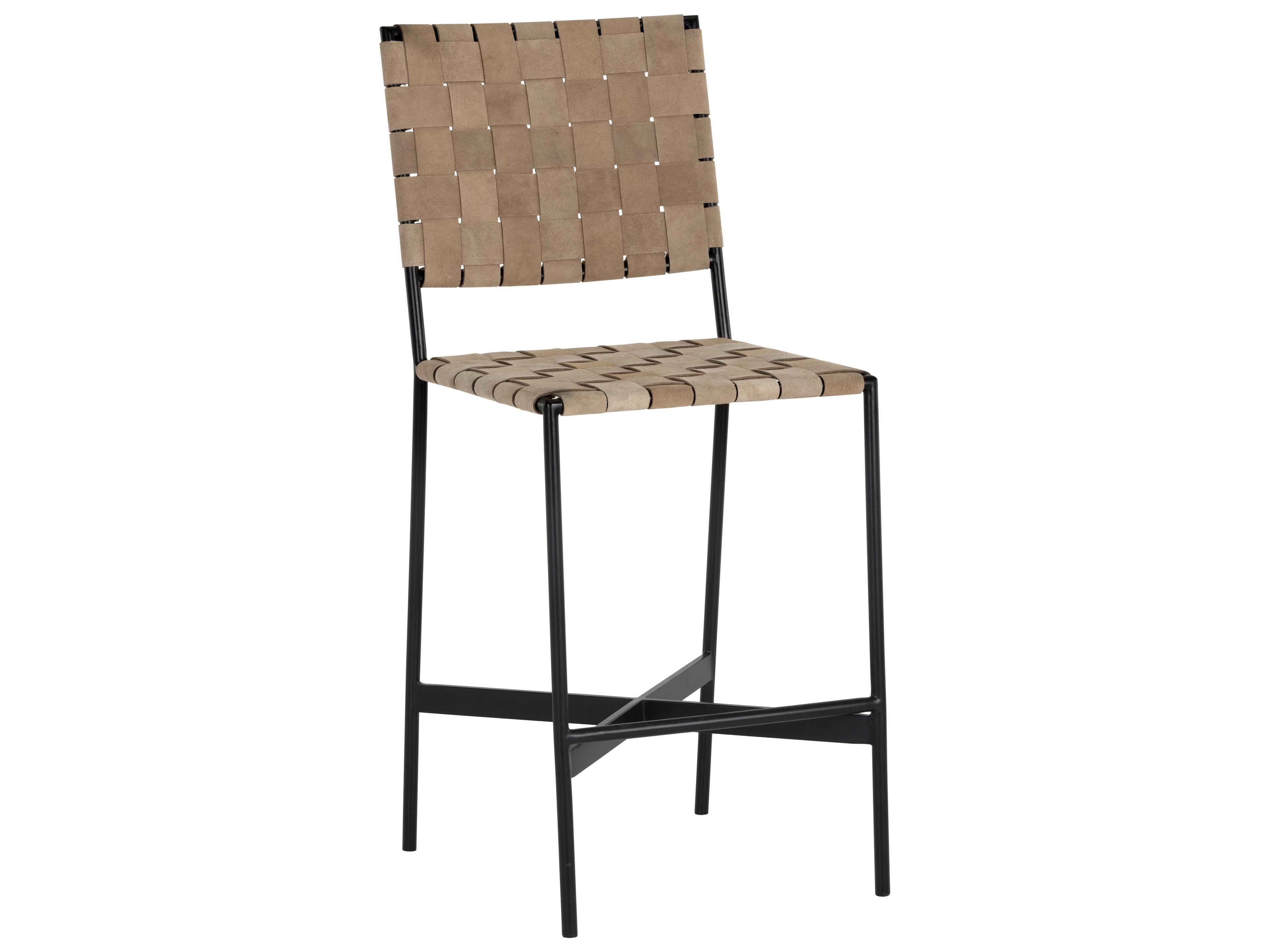 Sunpan Omari Suede Light Tan Leather Counter Stool