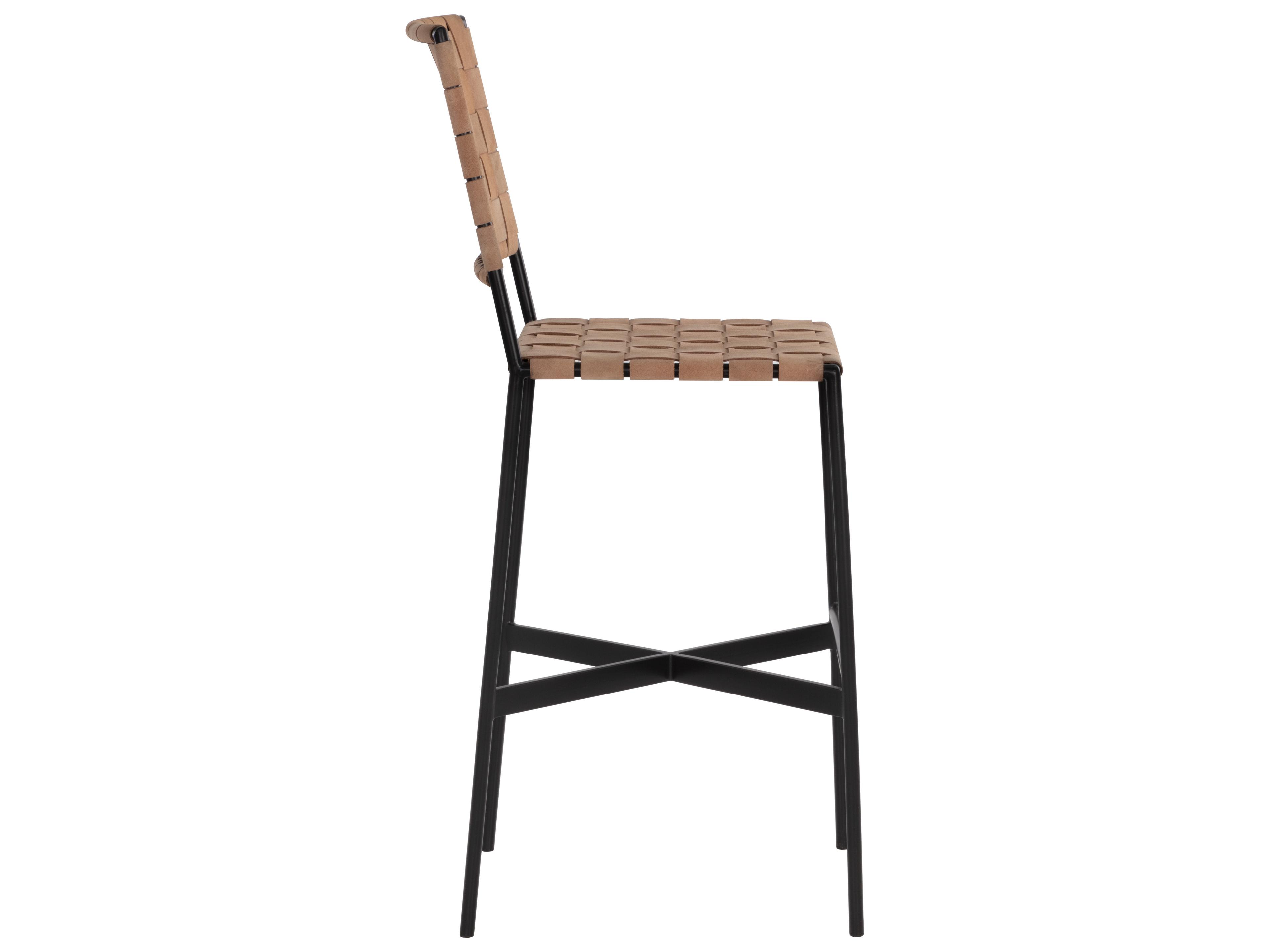 Sunpan Omari Suede Light Tan Leather Bar Stool