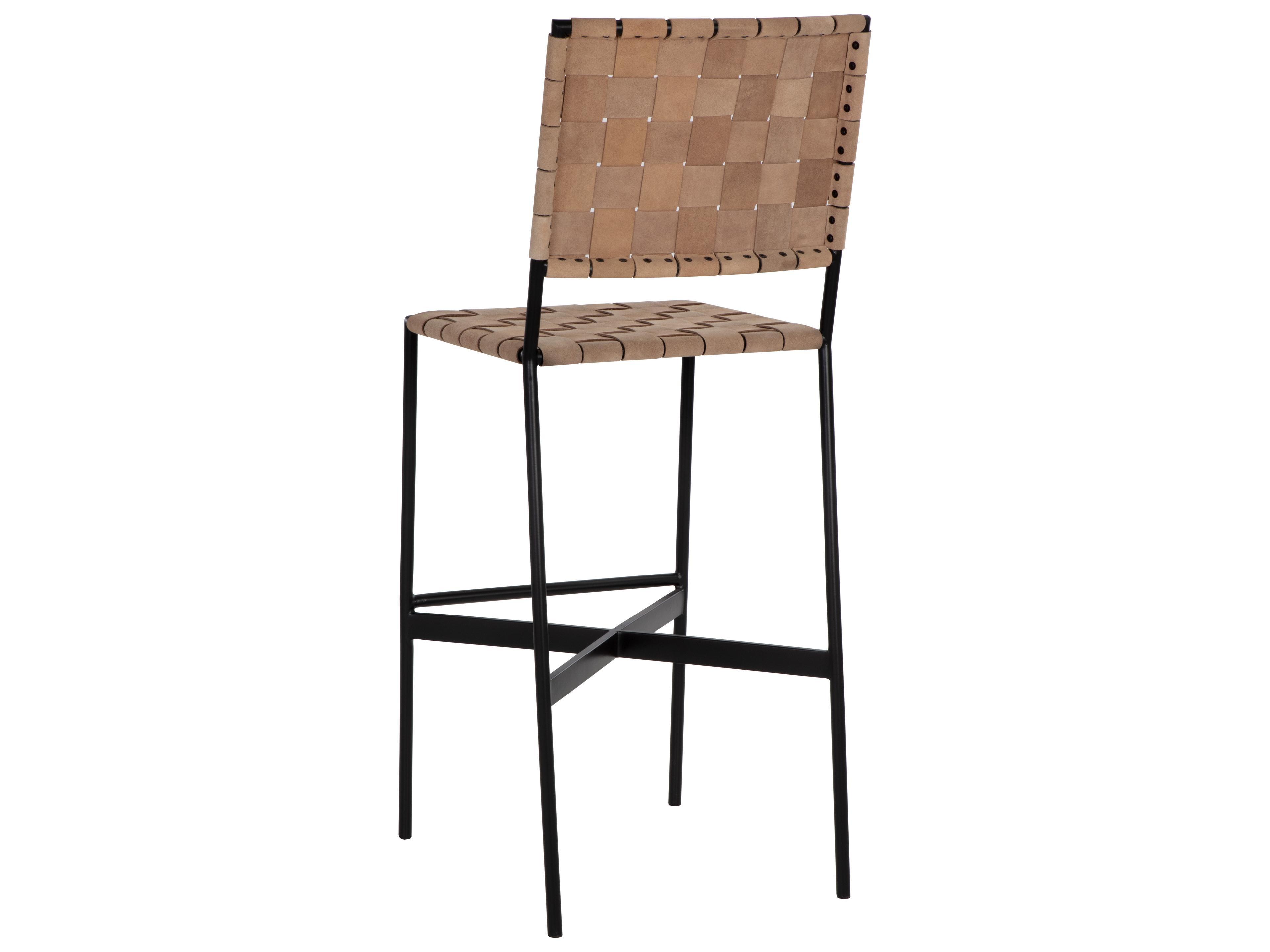 Sunpan Omari Suede Light Tan Leather Bar Stool