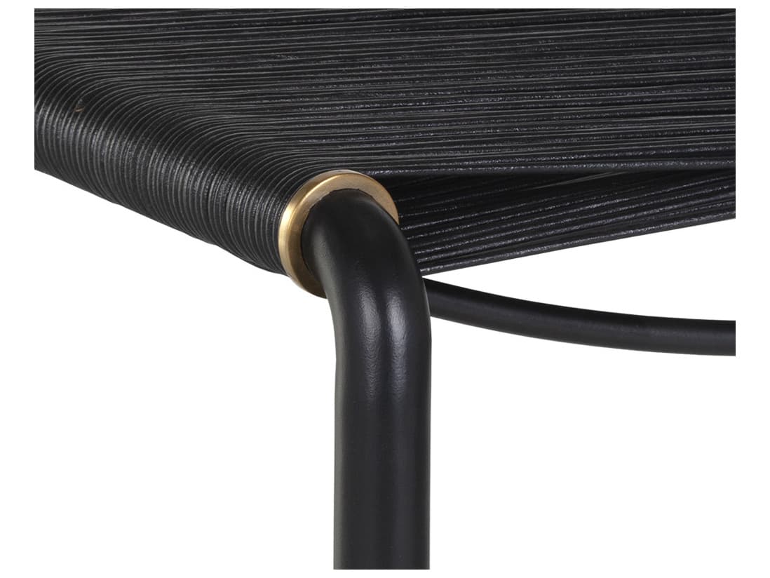 Sunpan Riz Black Leather Accent Stool