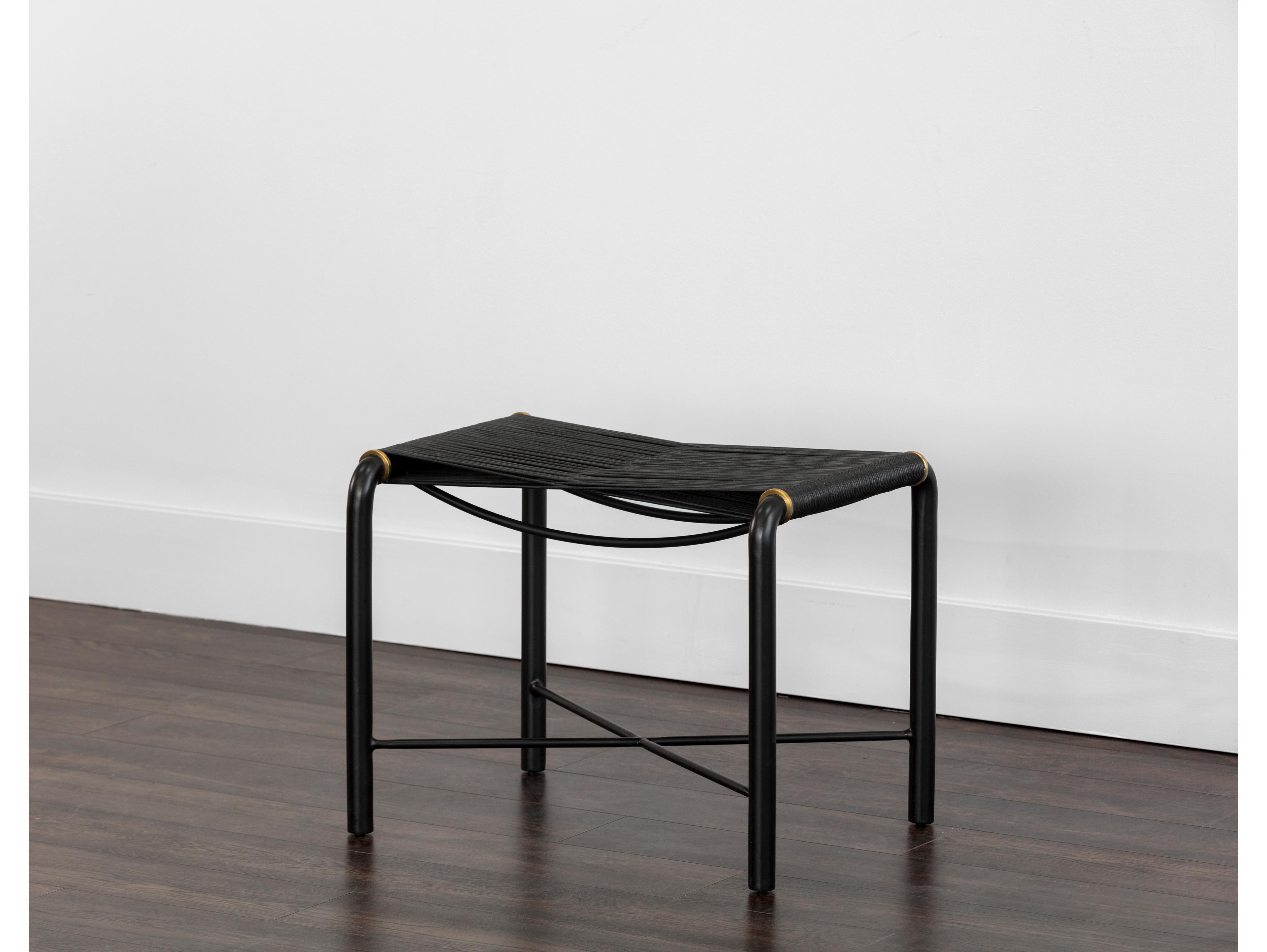 Sunpan Riz Black Leather Accent Stool