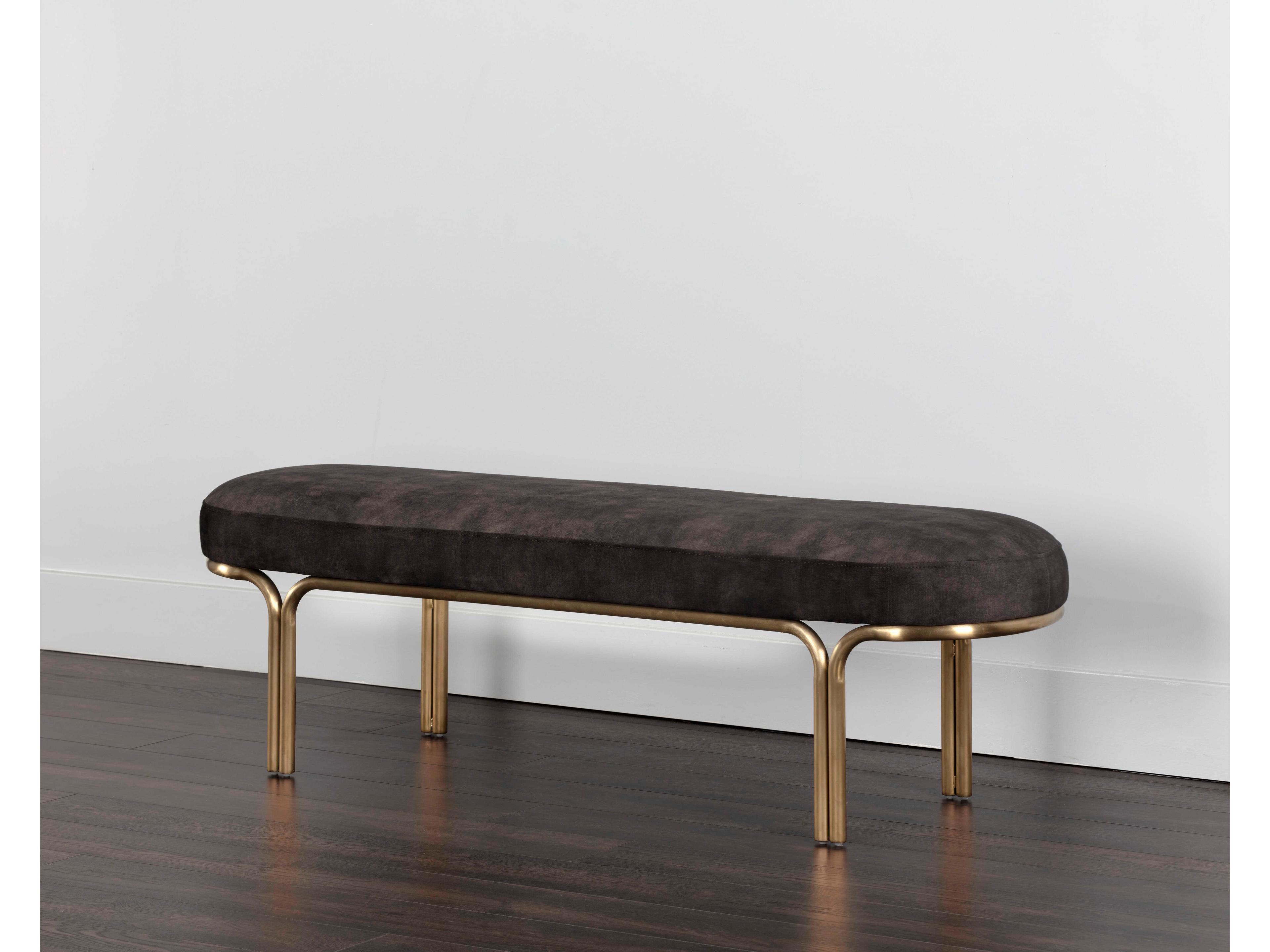 Sunpan Gold Upholstered Accent Bench