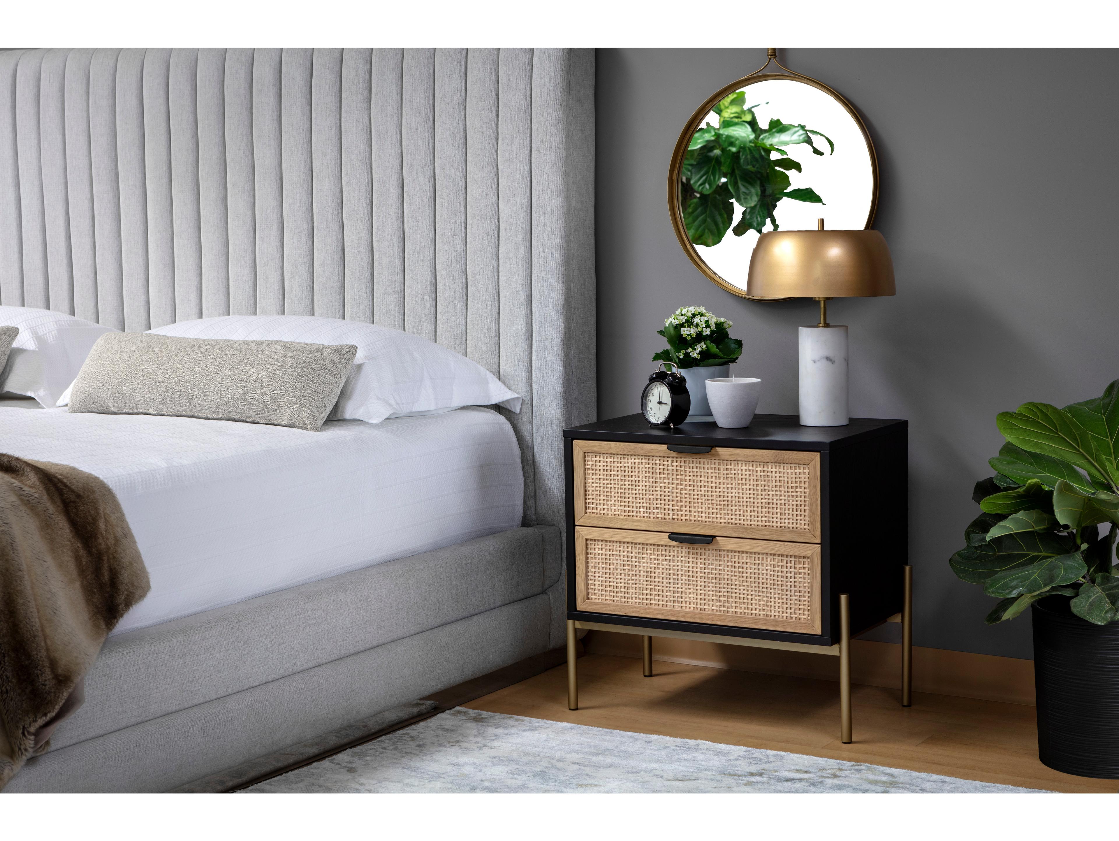 Sunpan Artezia Avida 2-Drawers Oak Wood Nightstand