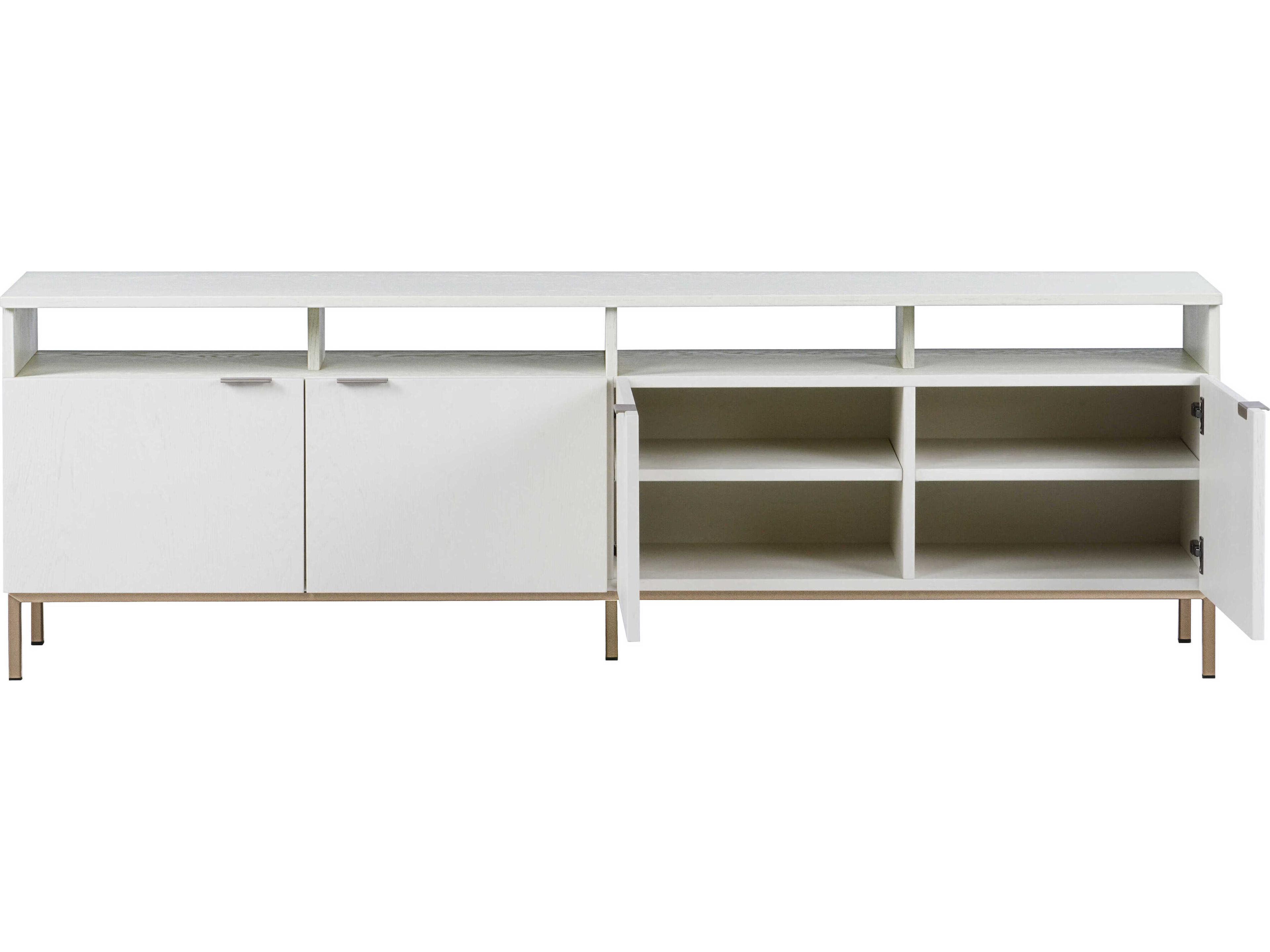 Sunpan Artezia Ambrose 72" Oak Wood Cream Champagne Gold Media Console