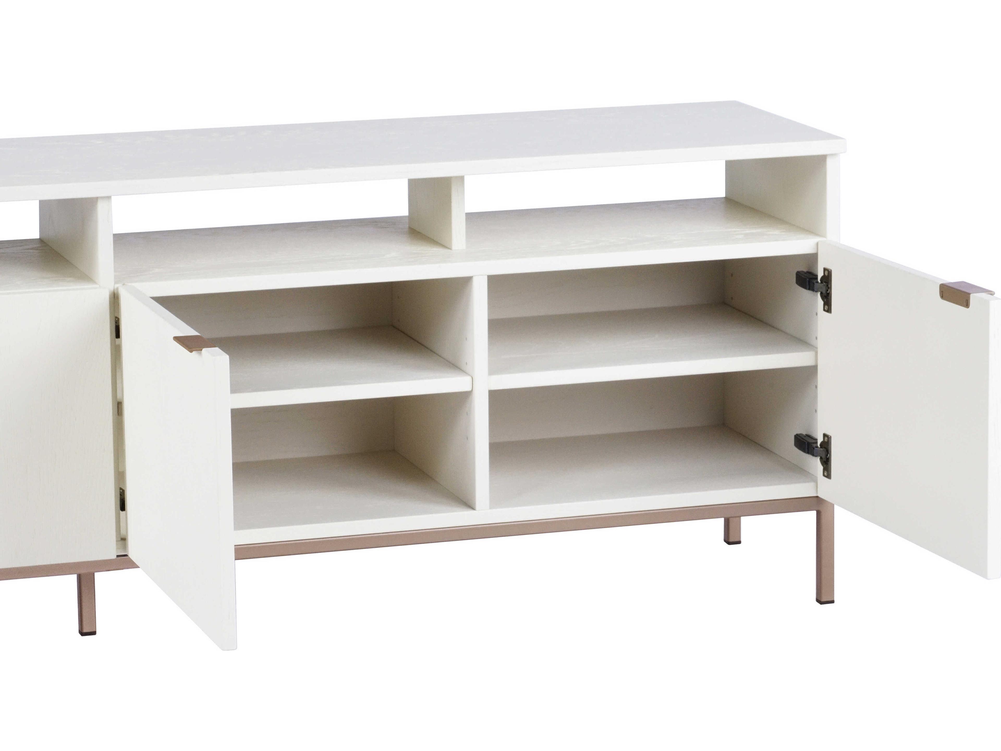 Sunpan Artezia Ambrose 72" Oak Wood Cream Champagne Gold Media Console