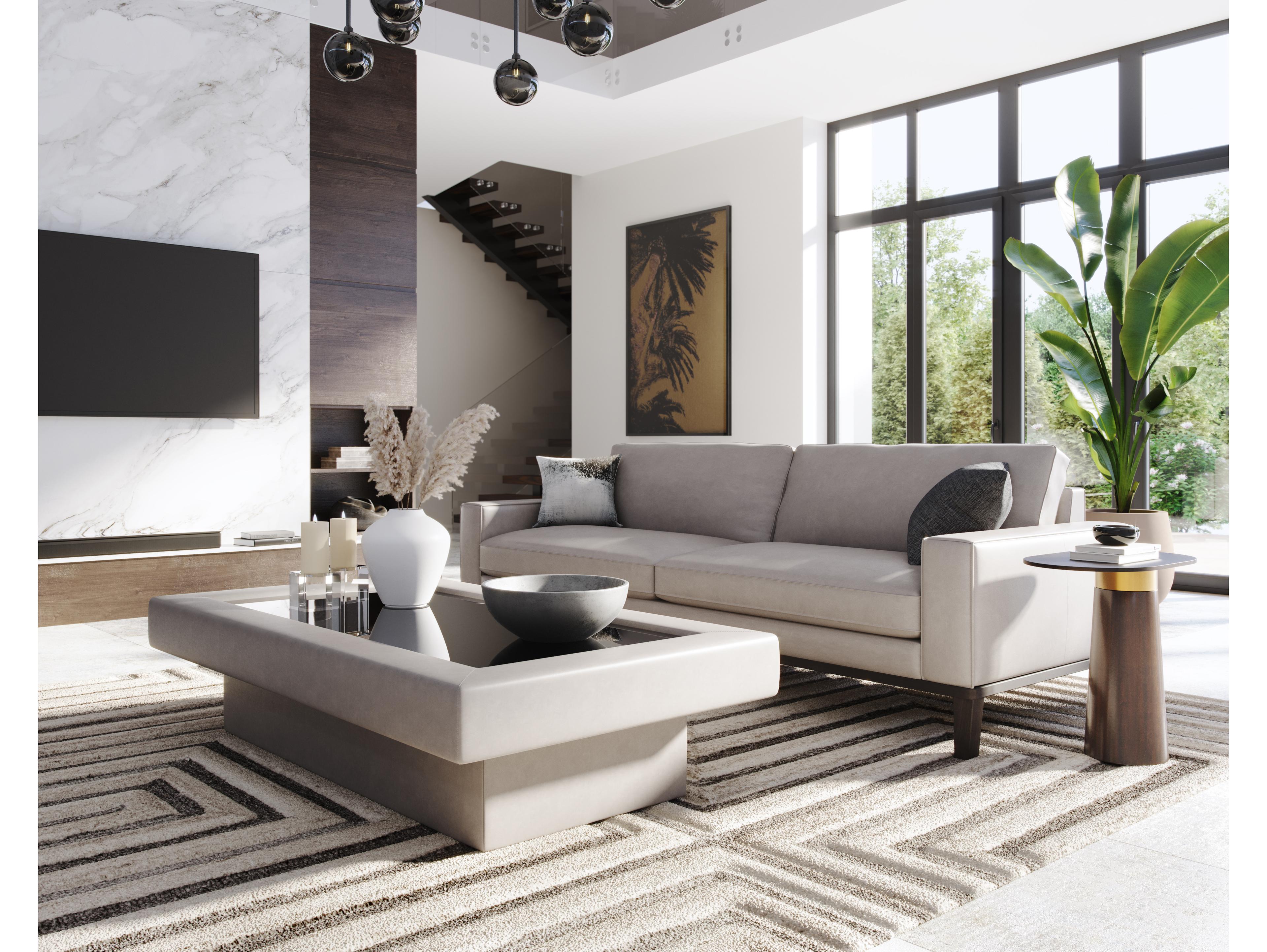 Sunpan Lamont Oval Glass Black Brown End Table