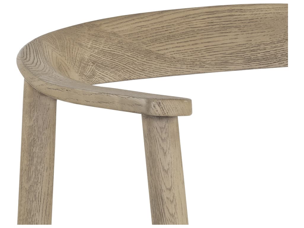 Sunpan Jeremy Oak Wood Beige Upholstered Arm Dining Chair