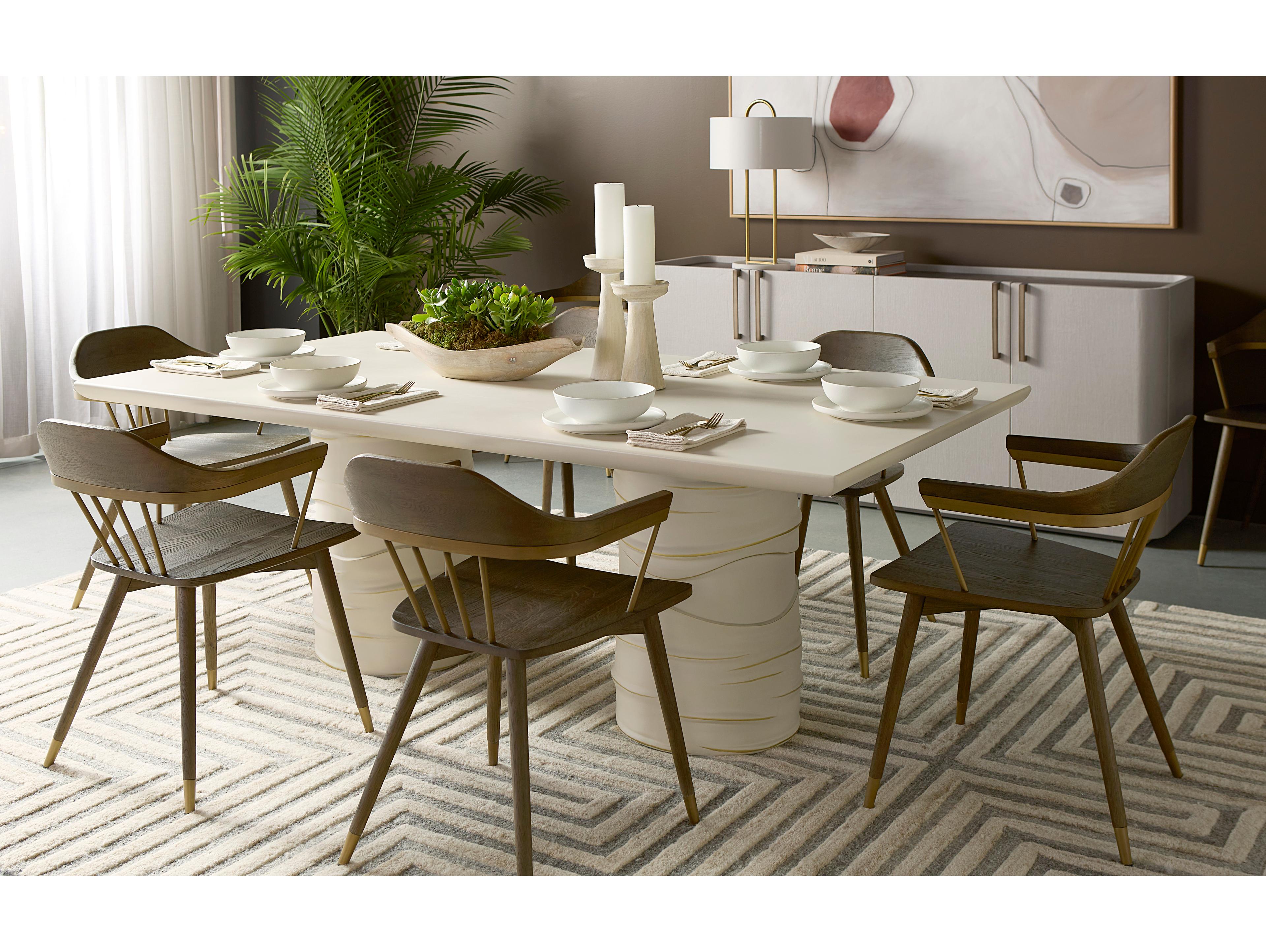 Sunpan Westport Demi Oak Wood Brown Arm Dining Chair