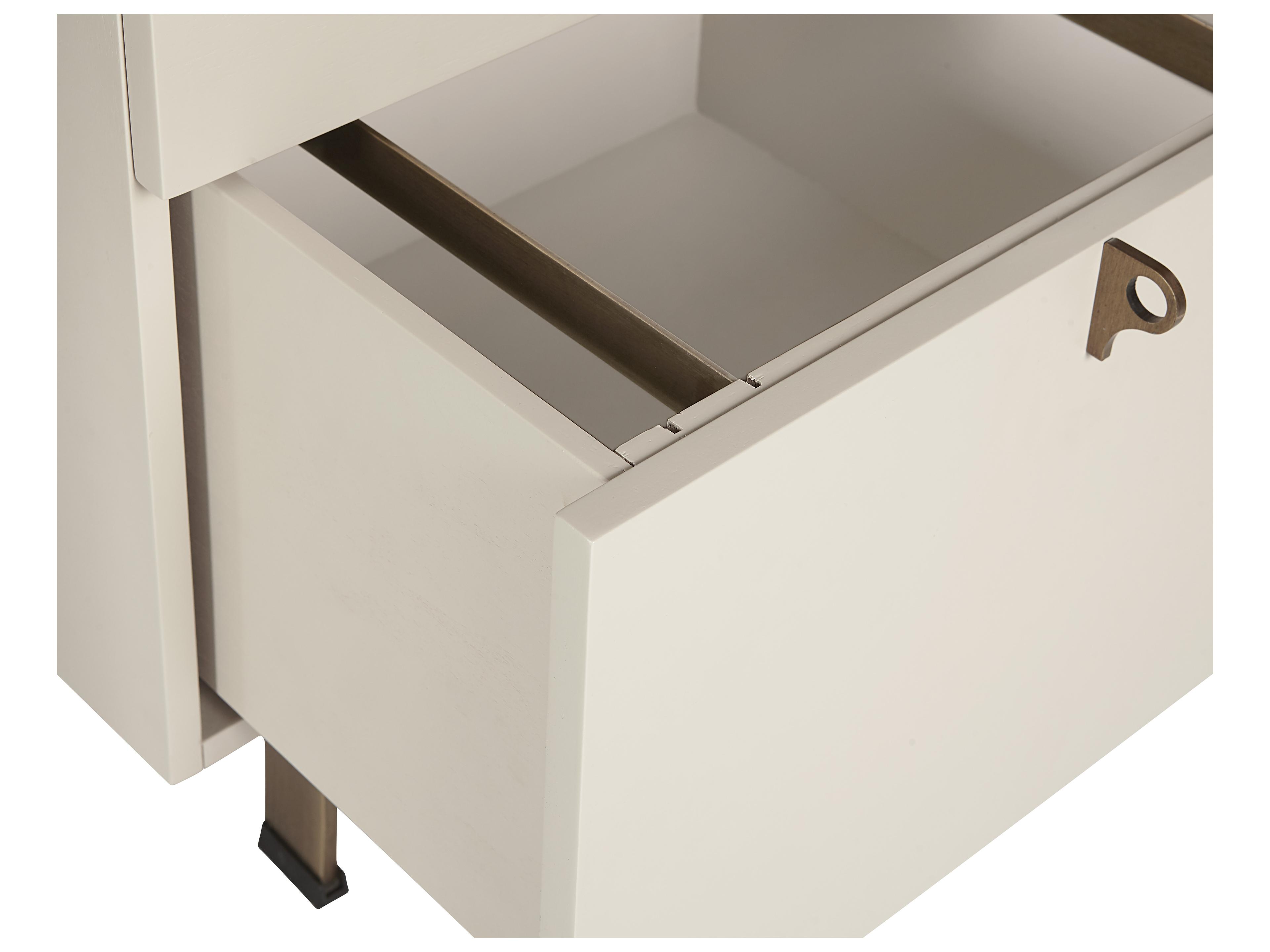 Sunpan Zenn Celine Cream Antique Brass White Acacia Wood Secretary Desk