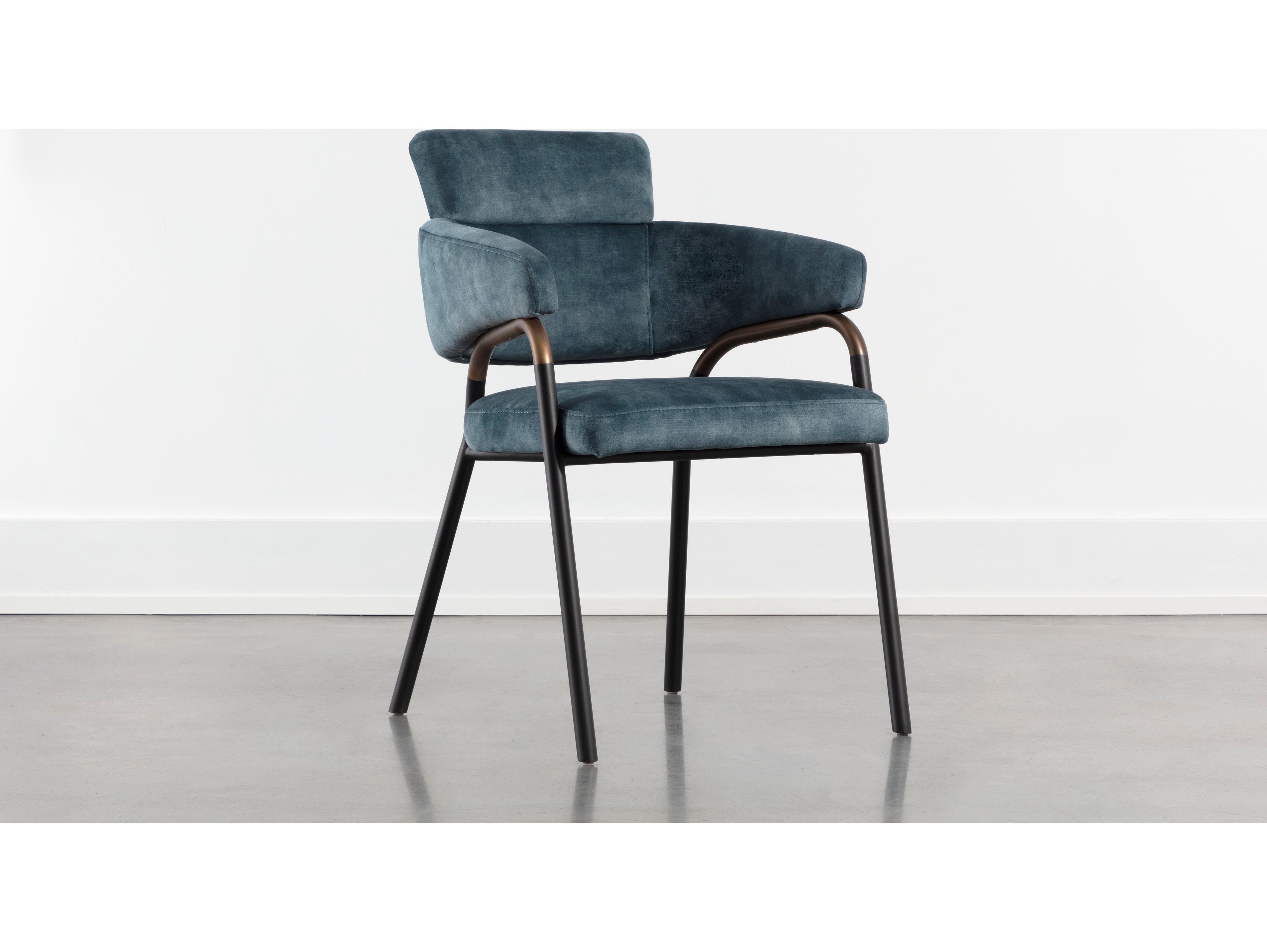 Sunpan Sharqui Dining Armchair in Nono Petrol