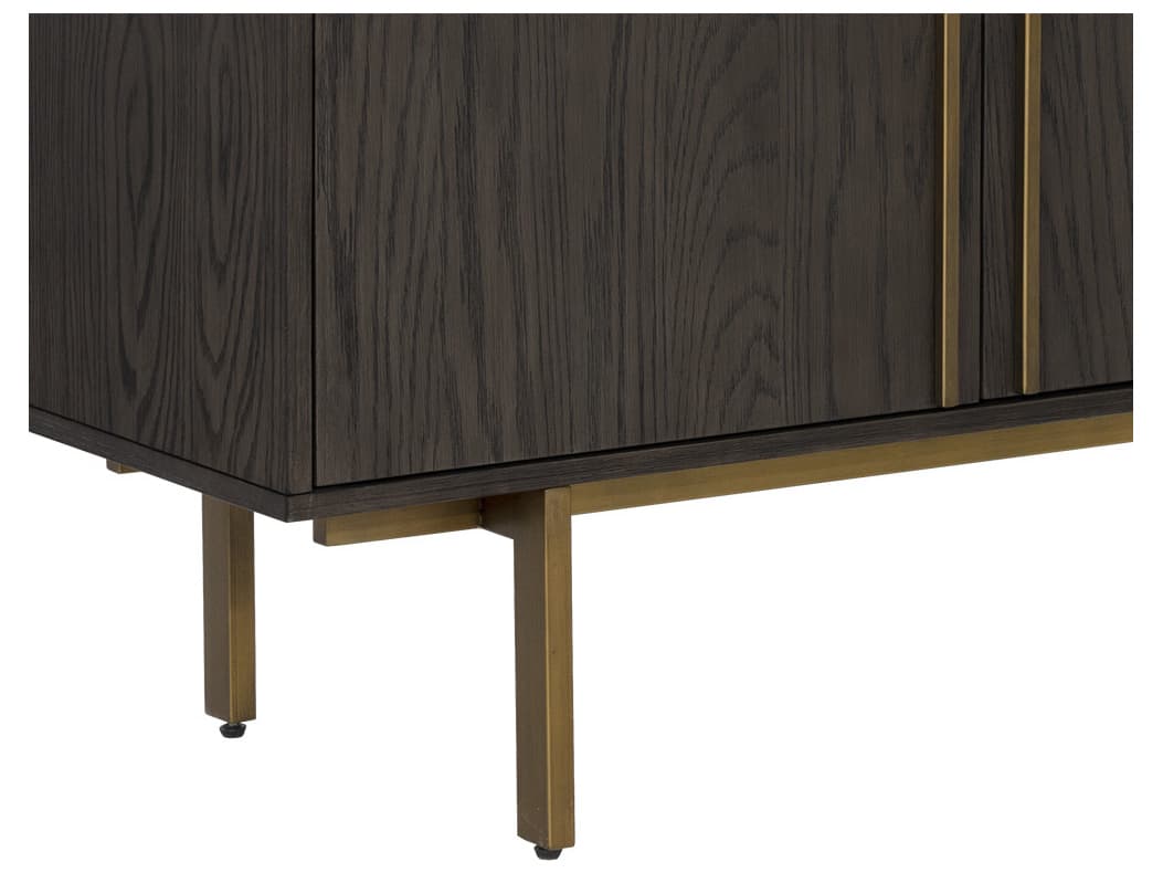 Sunpan Mixt Briar 78" Oak Wood White Antique Brass Sideboard