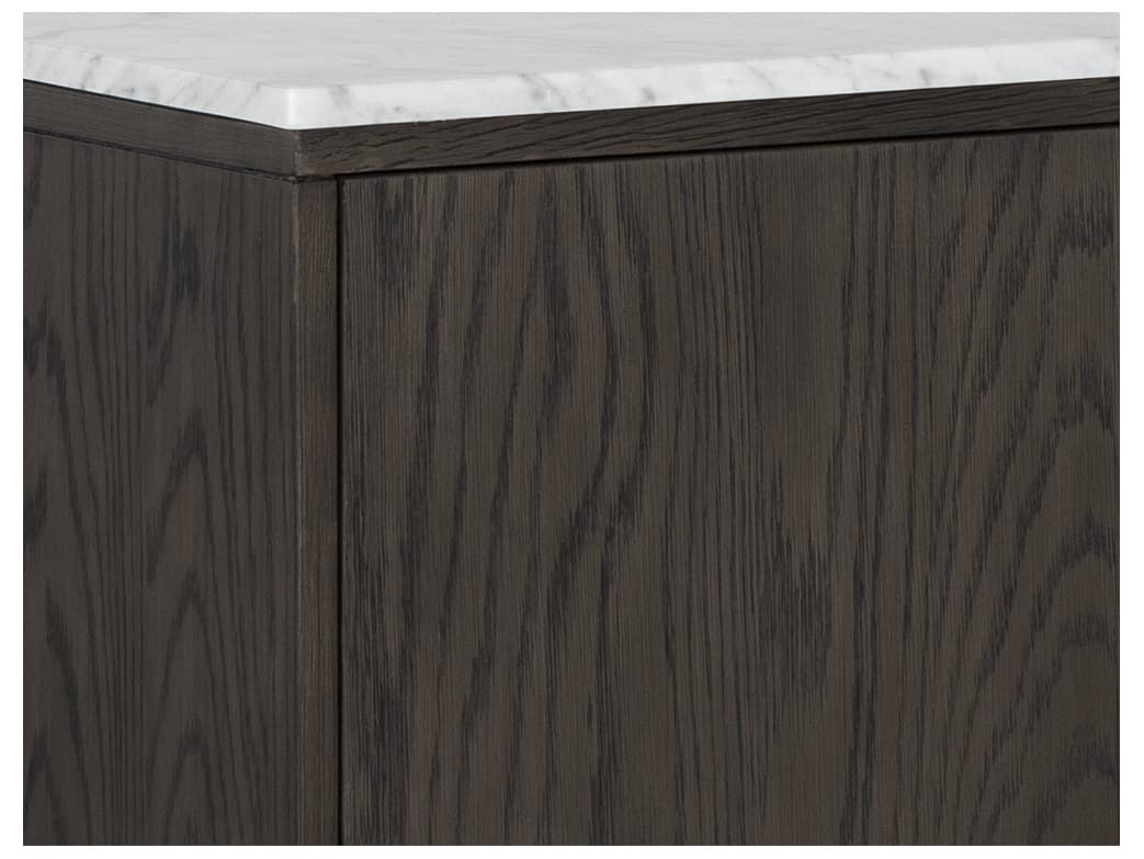 Sunpan Mixt Briar 78" Oak Wood White Antique Brass Sideboard