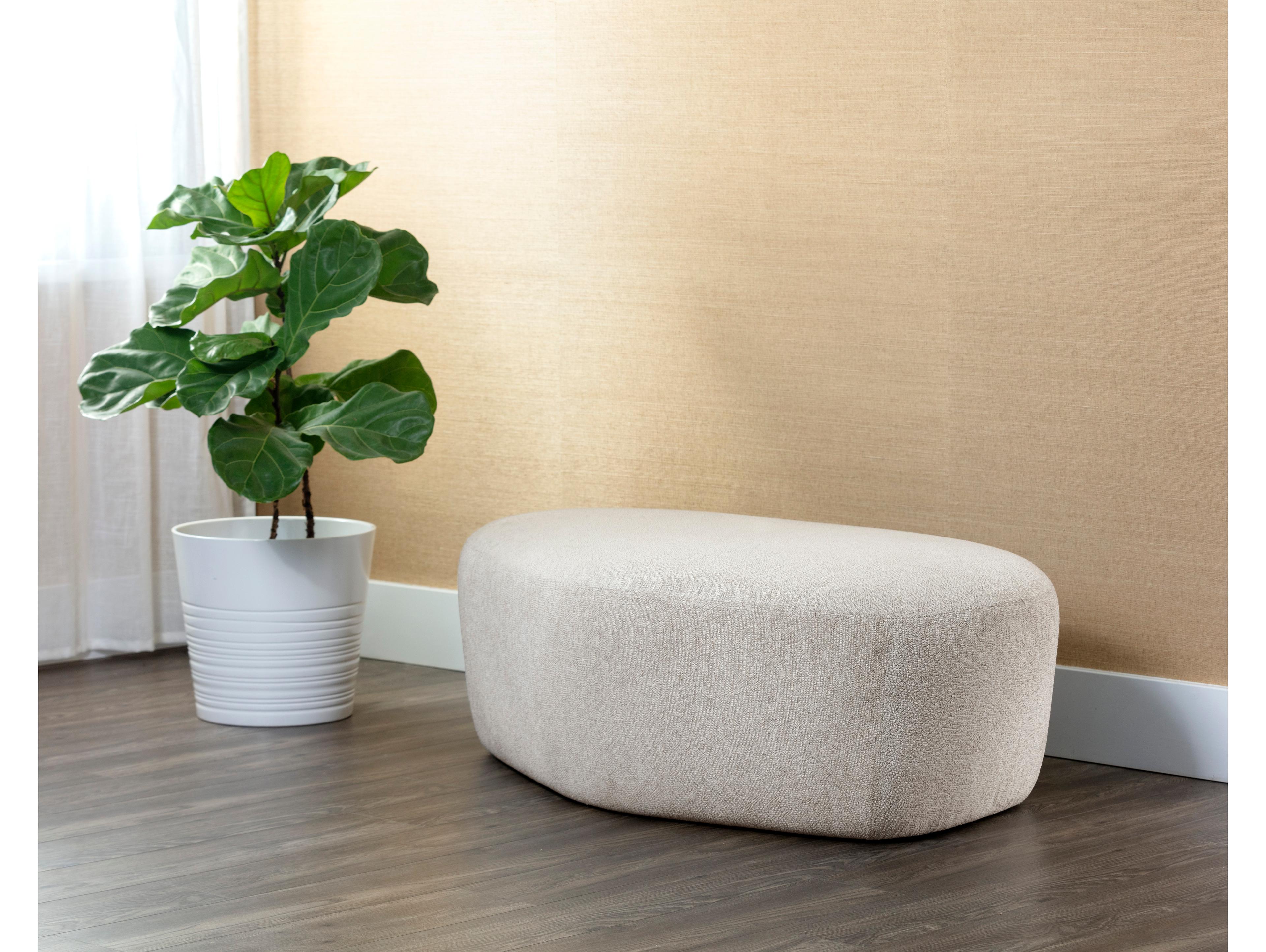 Sunpan Soraya Dove Cream Upholstered Ottoman