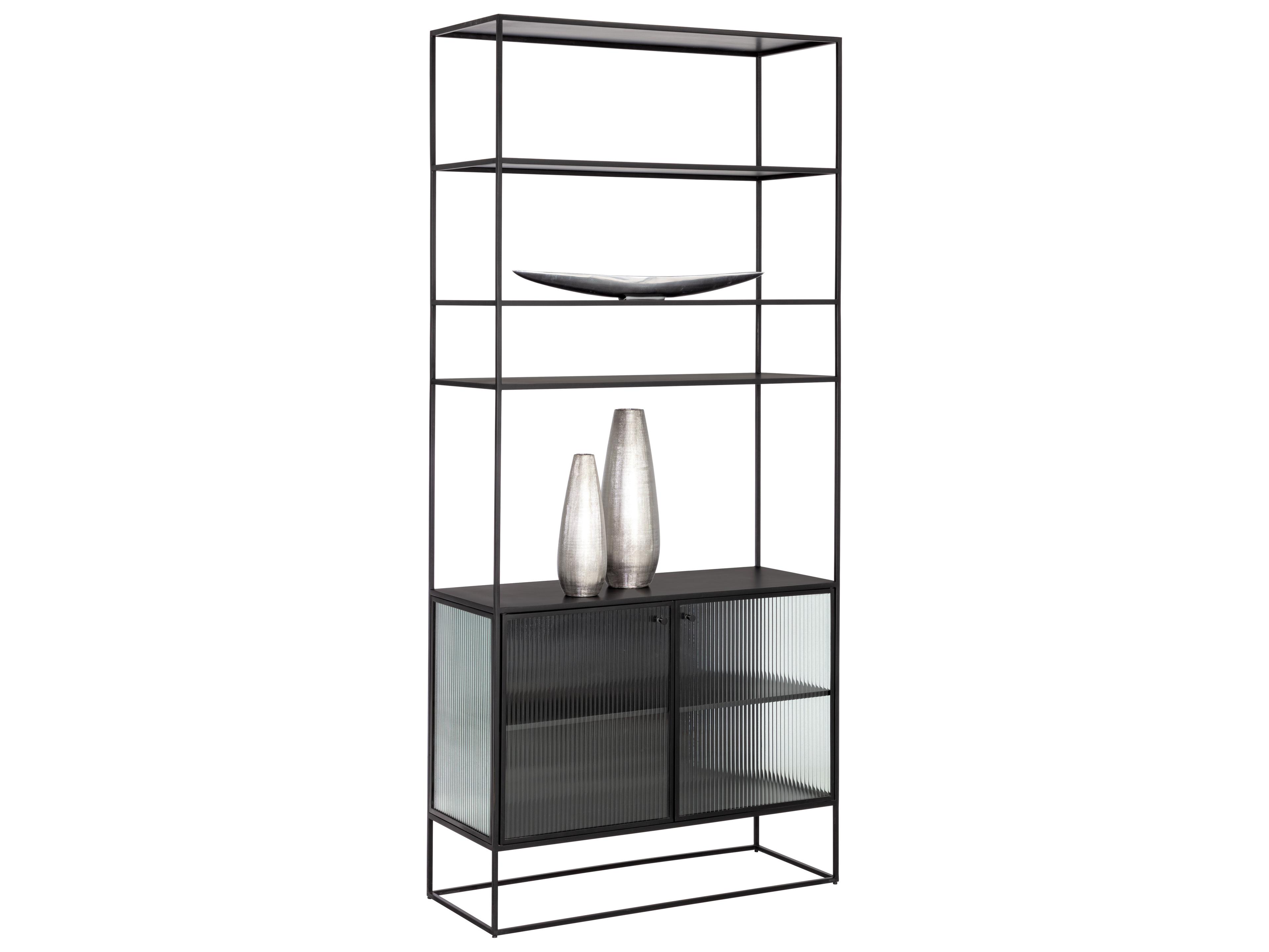 Sunpan Parsons Clear Matte Black Bookcase