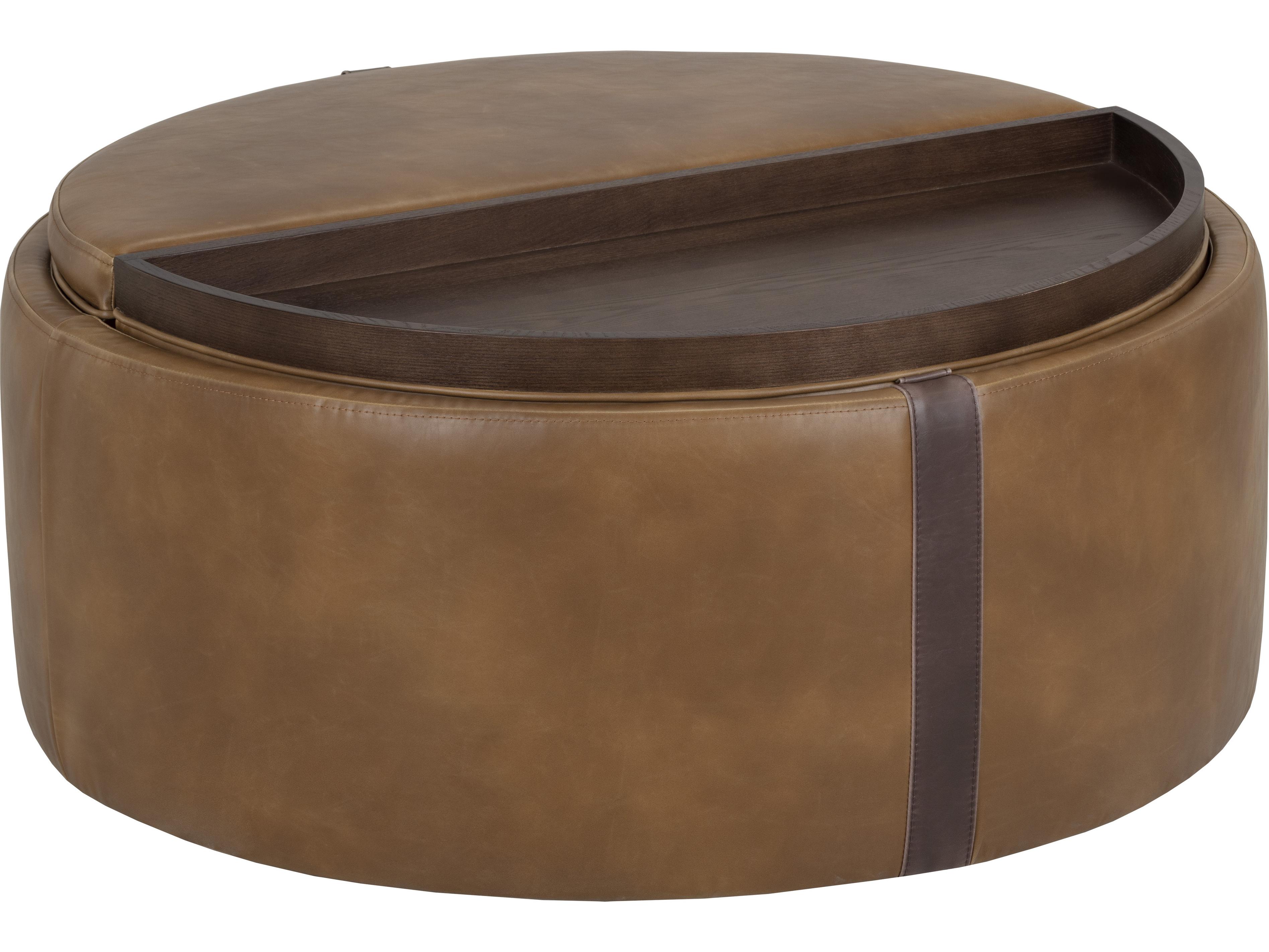Sunpan Borelli Brown Faux Leather Ottoman