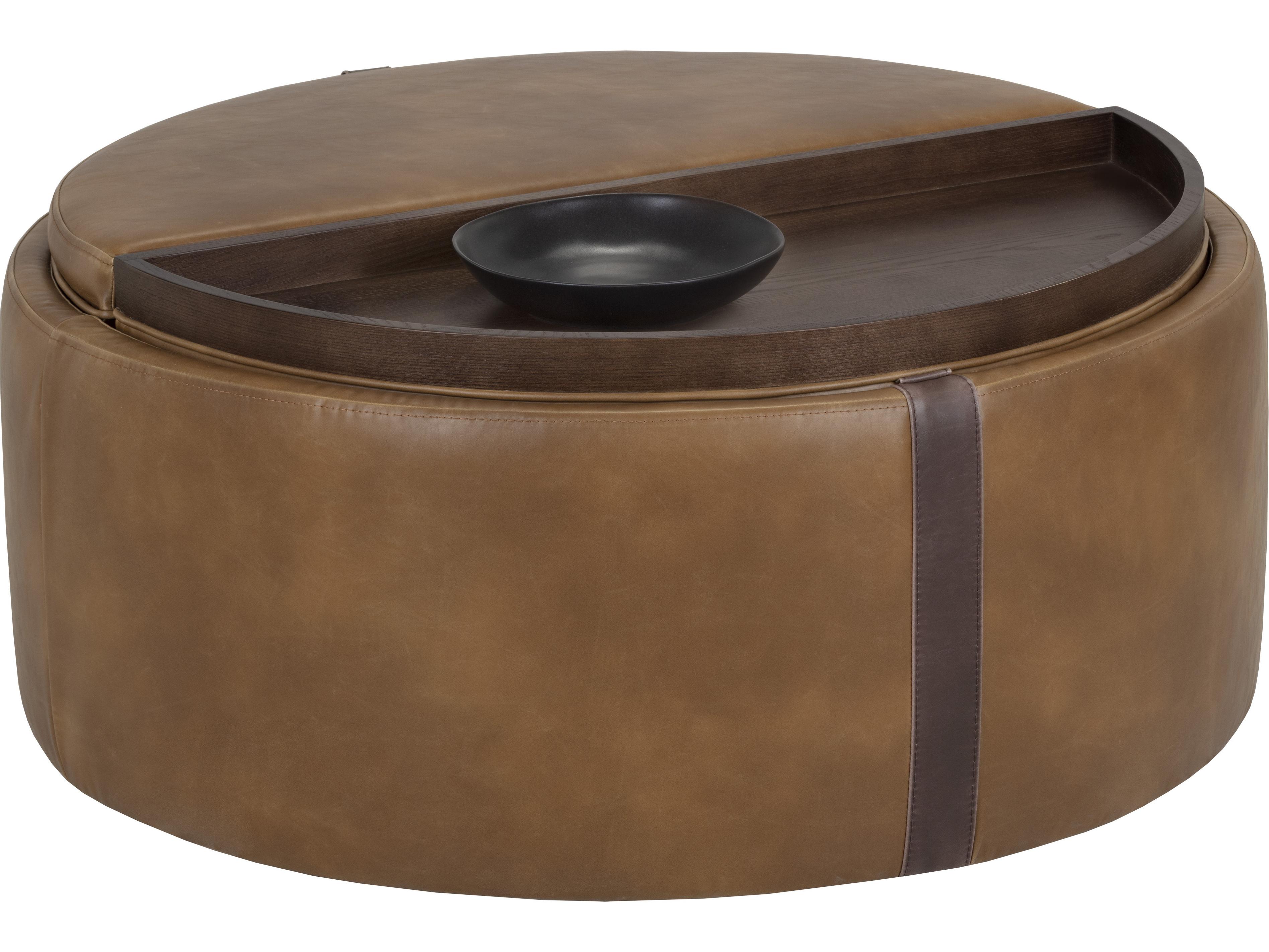 Sunpan Borelli Brown Faux Leather Ottoman