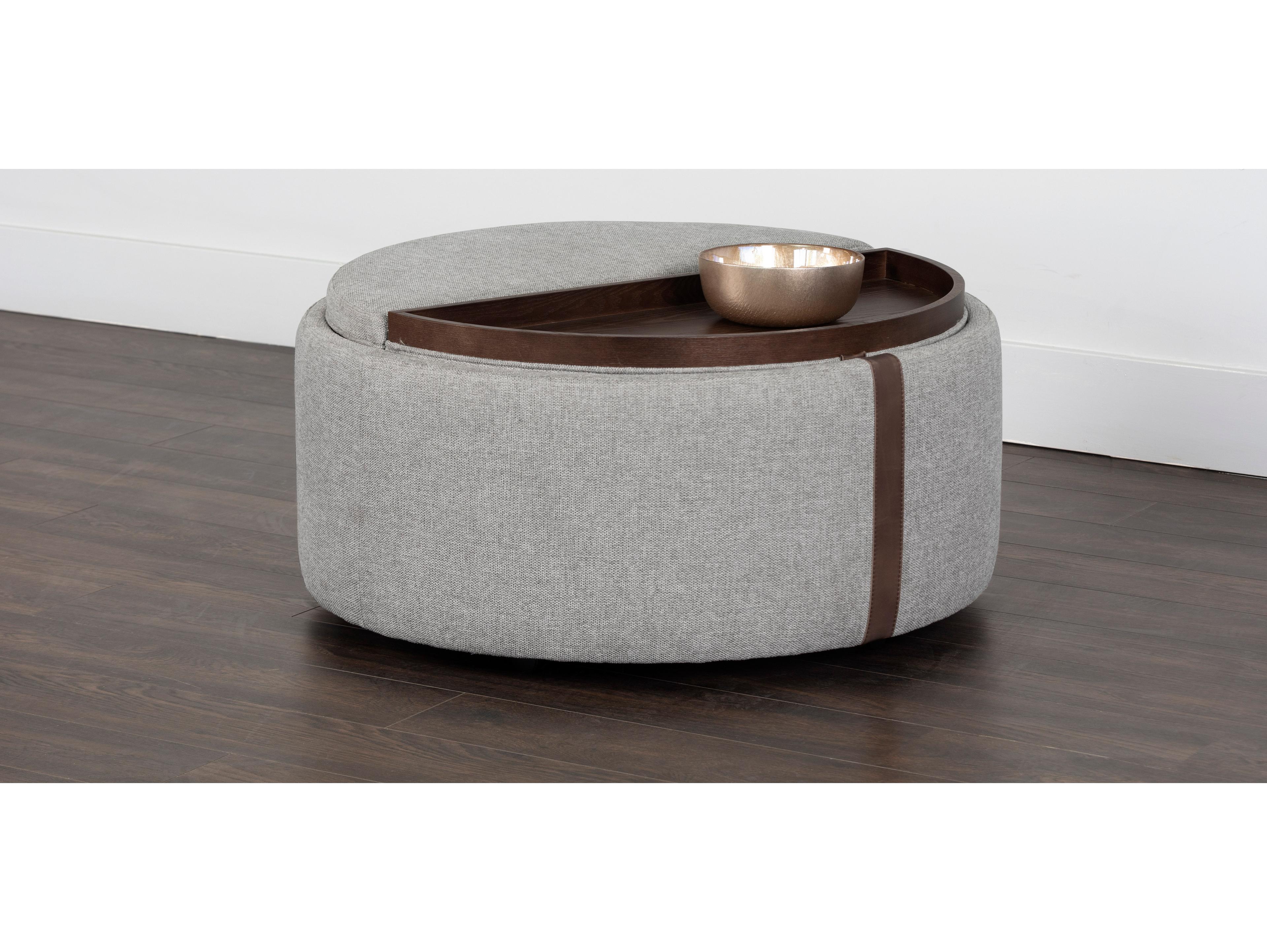 Sunpan 5west Borelli Brown Gray Upholstered Ottoman