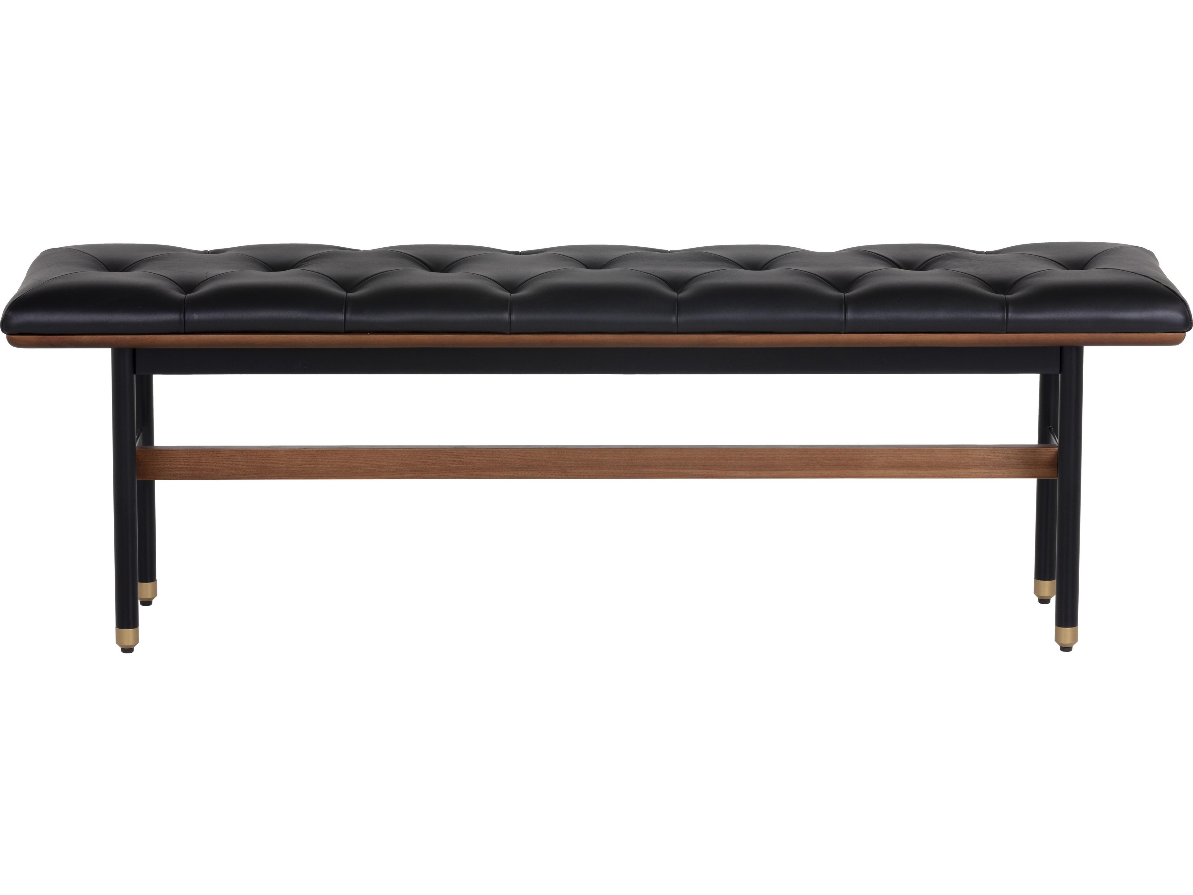 Sunpan Staten Black Faux Leather Accent Bench