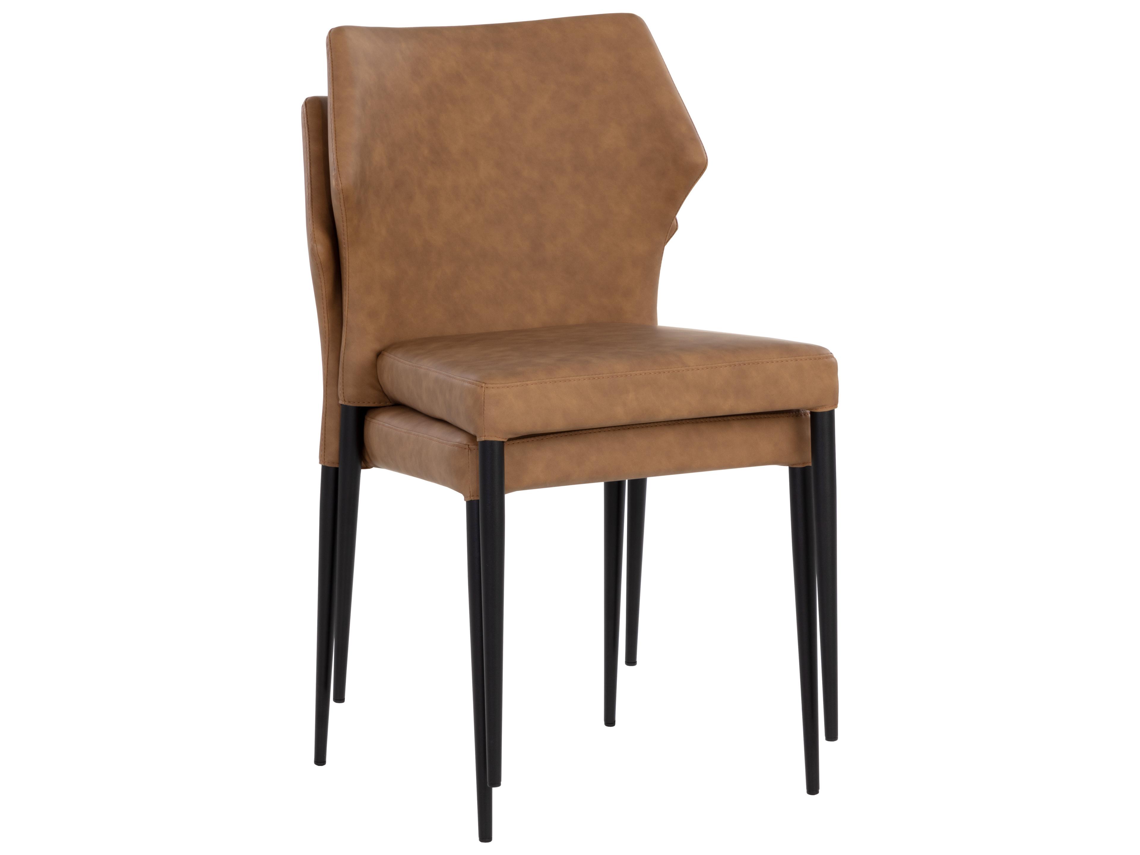 Sunpan James Brown Faux Leather Side Dining Chair