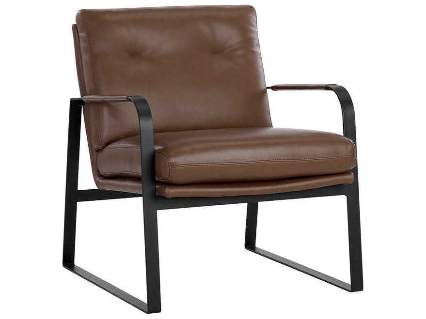 Sunpan Sterling Brown Leather Accent Chair