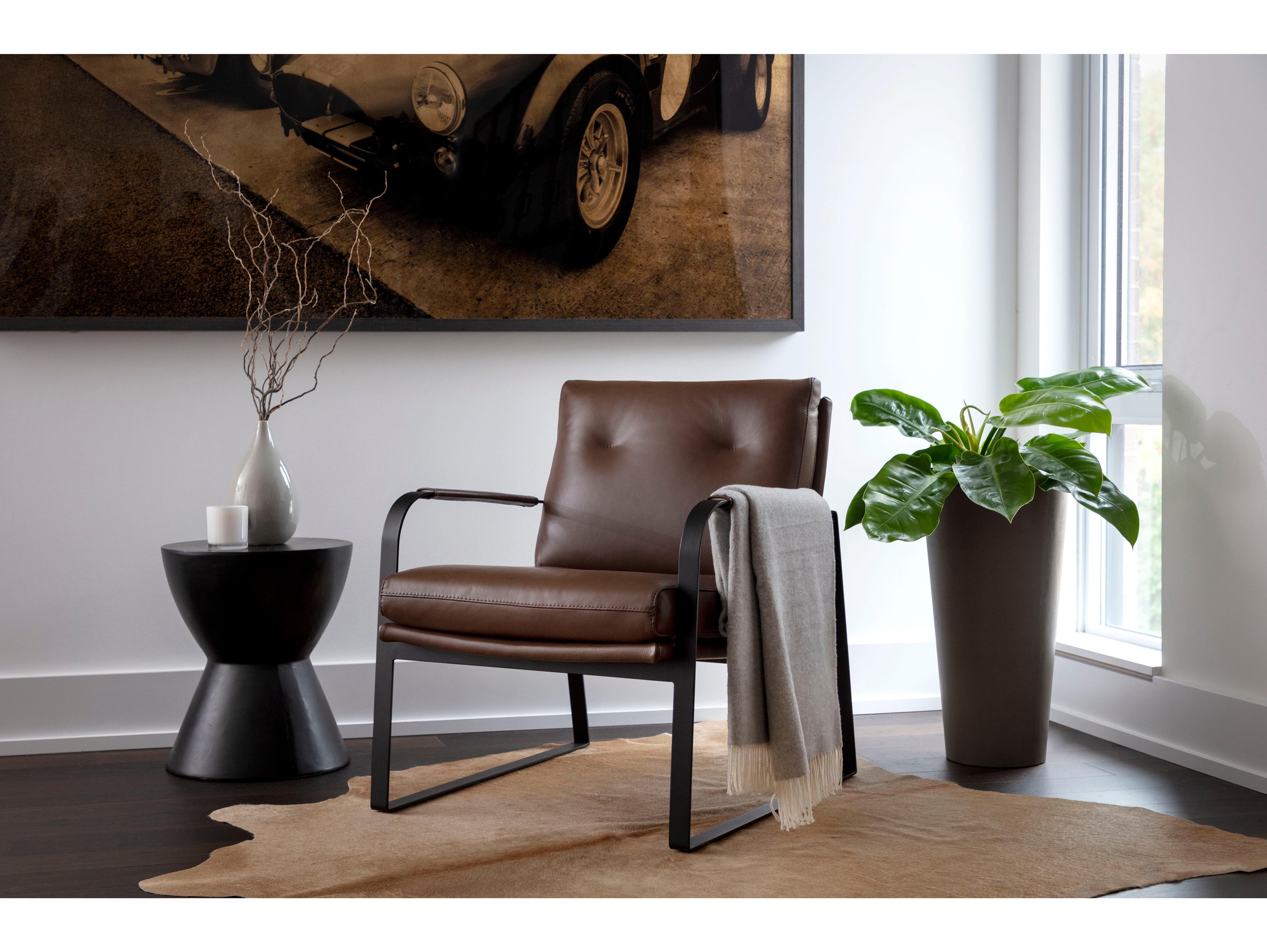 Sunpan Sterling Brown Leather Accent Chair