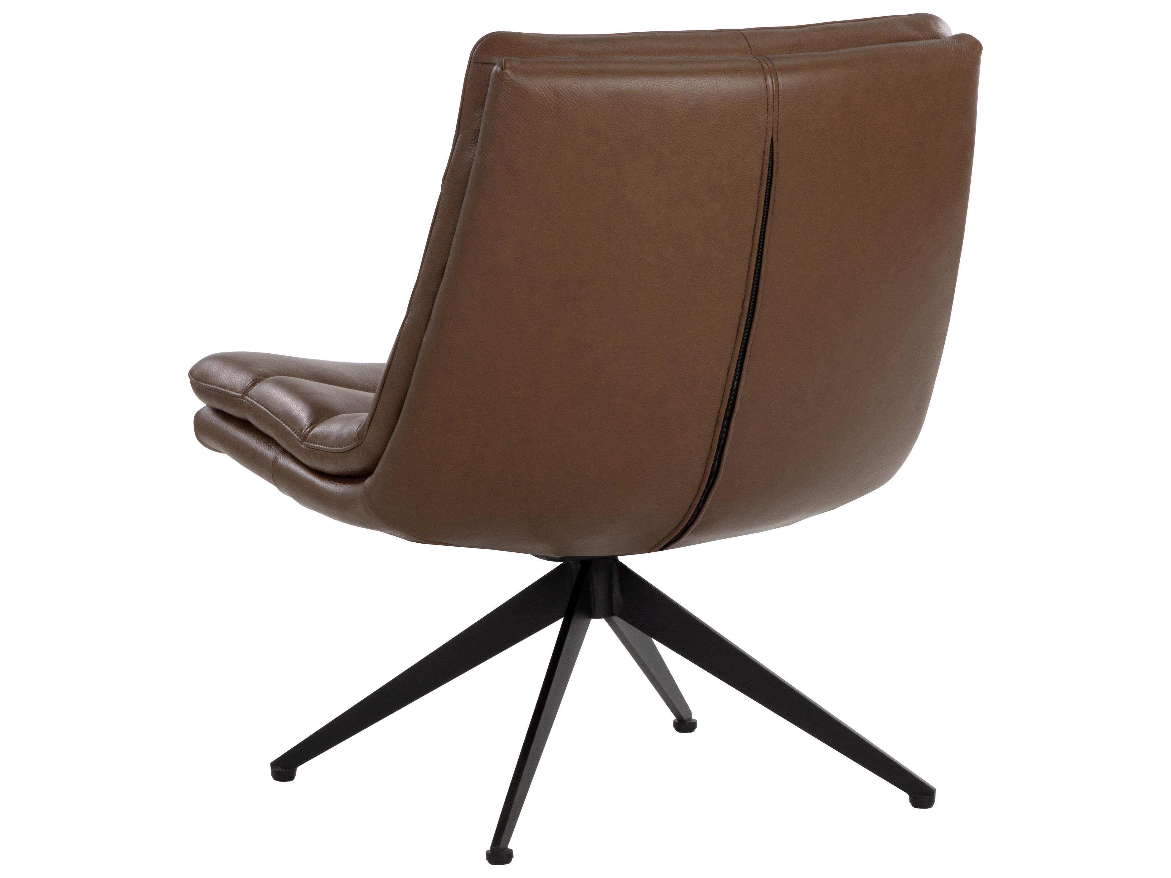 Sunpan Keller Swivel Brown Leather Accent Chair